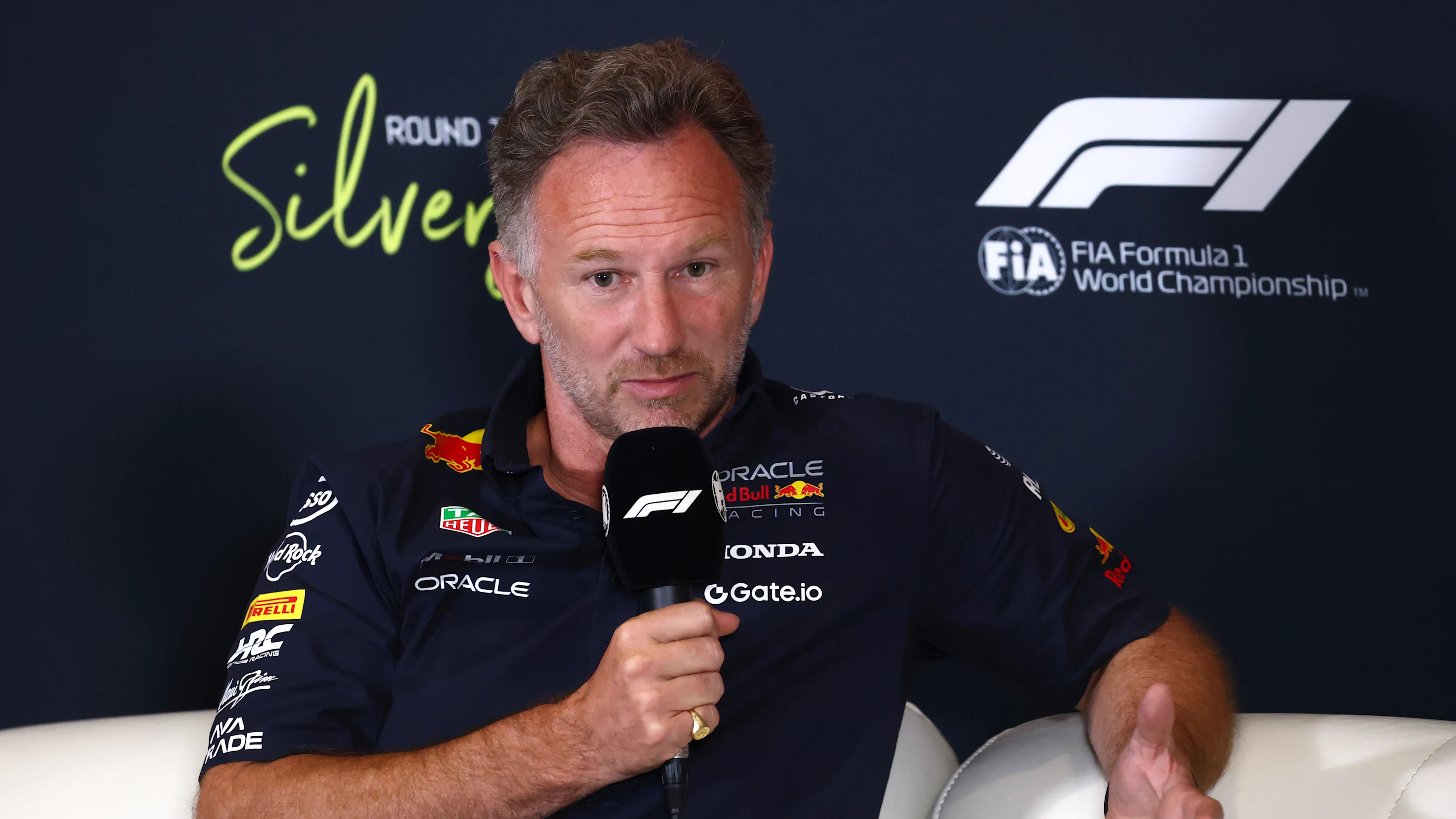 NORTHAMPTON, ENGLAND - JULY 04: Christian Horner, Team Principal of Oracle Red Bull Racing in the