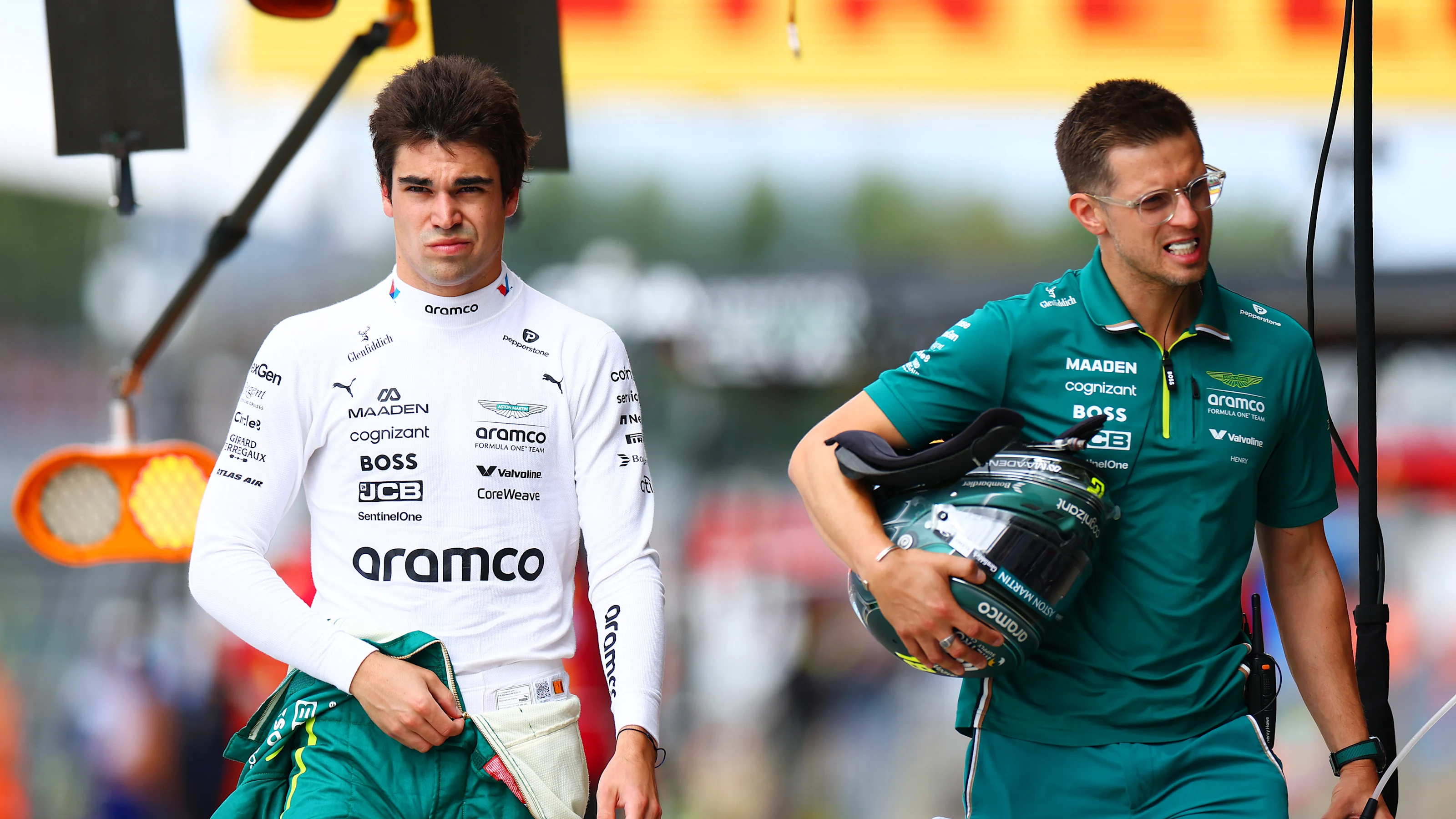NORTHAMPTON, ENGLAND - JULY 05: Eighteenth placed qualifier Lance Stroll of Canada and Aston Martin