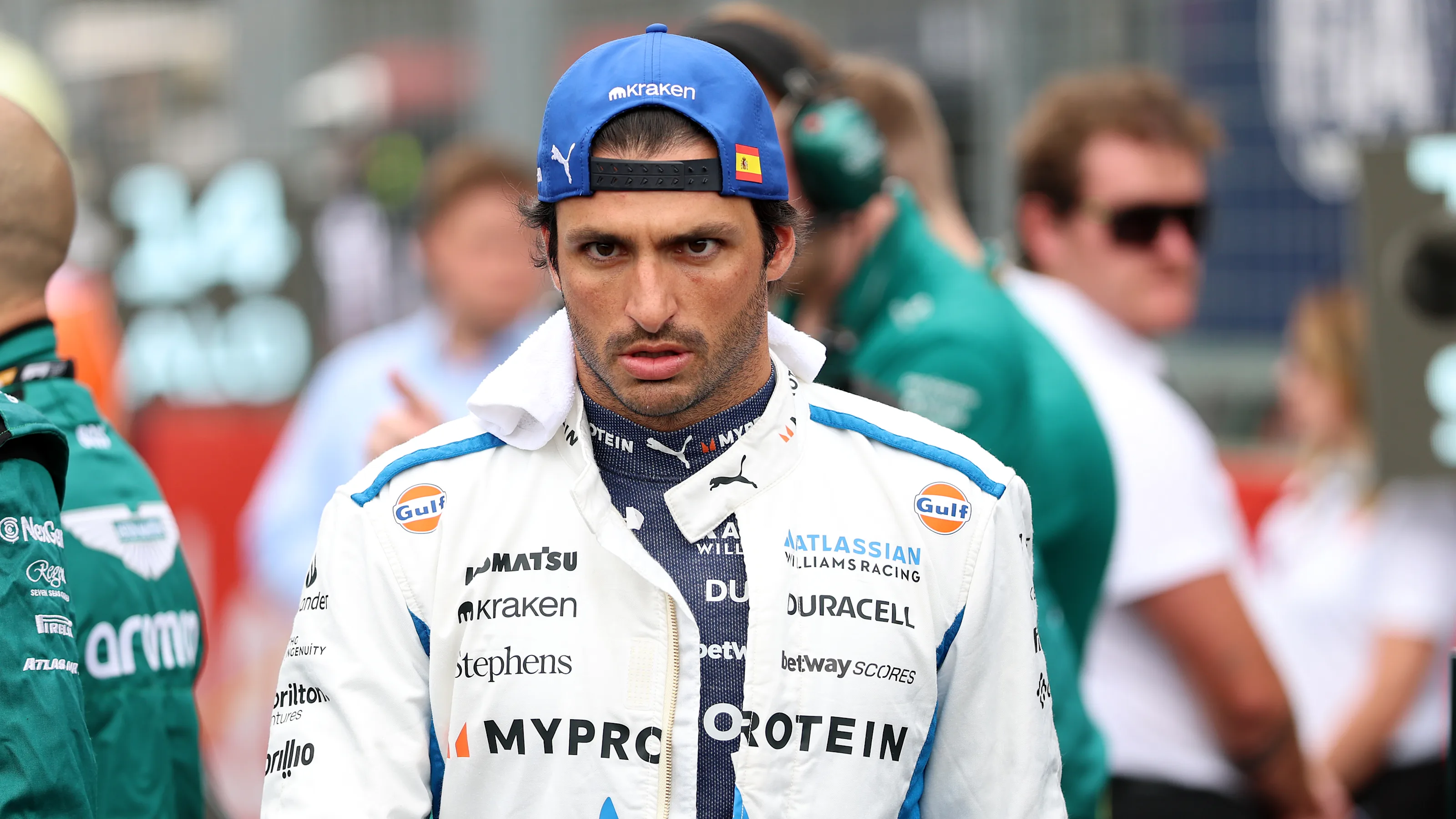 BUDAPEST, HUNGARY - AUGUST 03: Carlos Sainz of Spain and Williams looks on, on the grid prior to