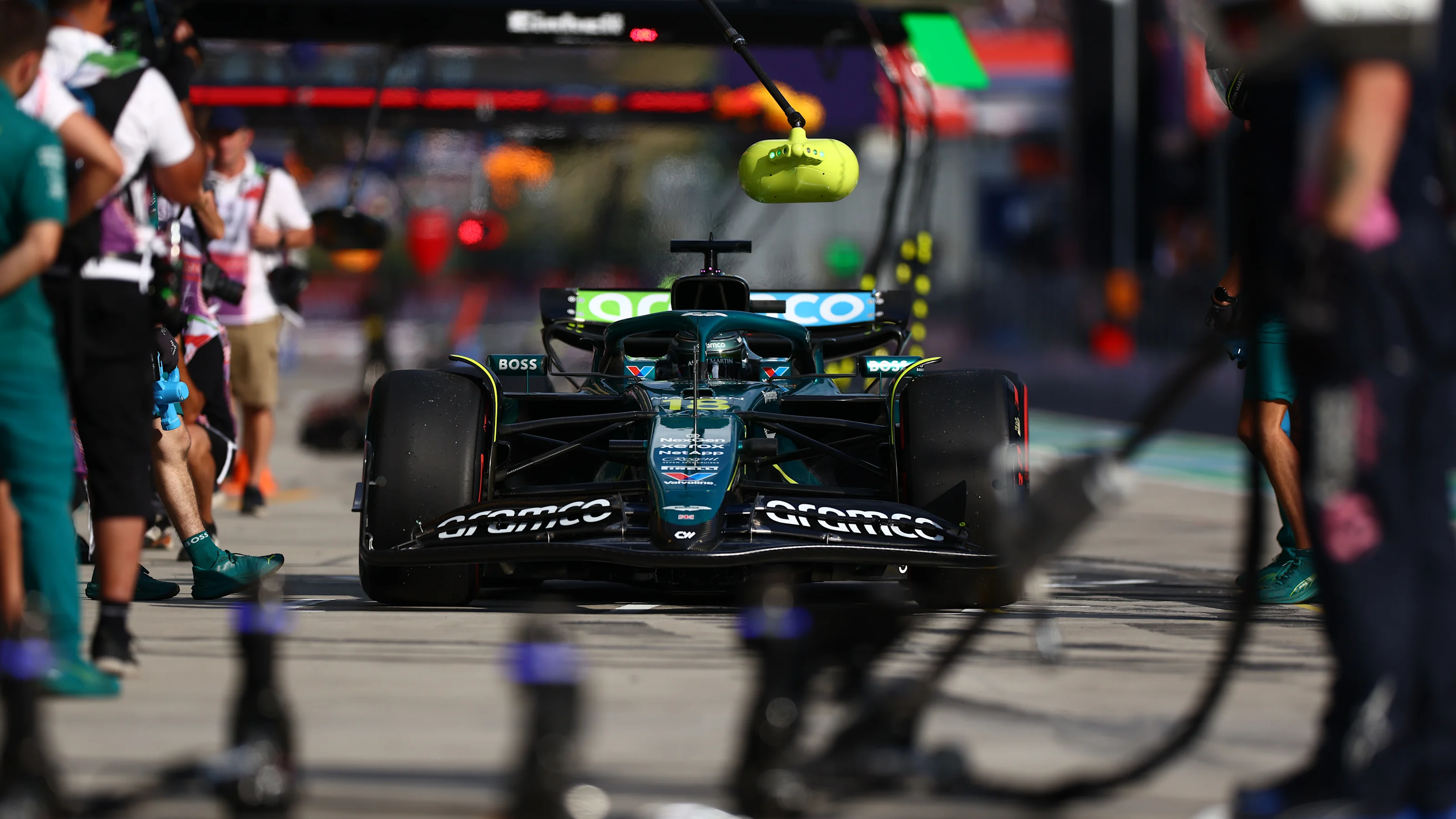 BUDAPEST, HUNGARY - AUGUST 01: Lance Stroll of Canada driving the (18) Aston Martin F1 Team AMR25