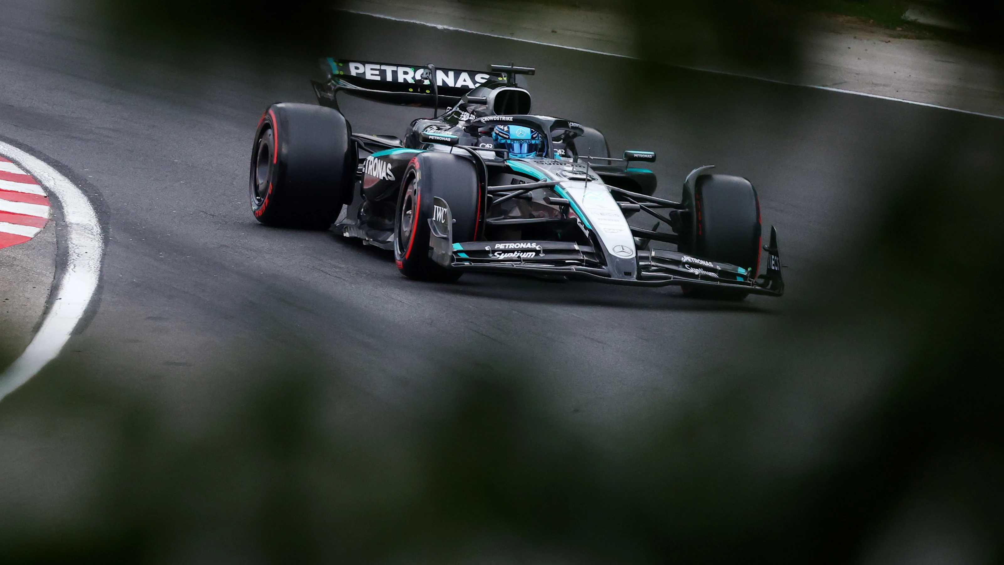 BUDAPEST, HUNGARY - AUGUST 02: George Russell of Great Britain driving the (63) Mercedes AMG