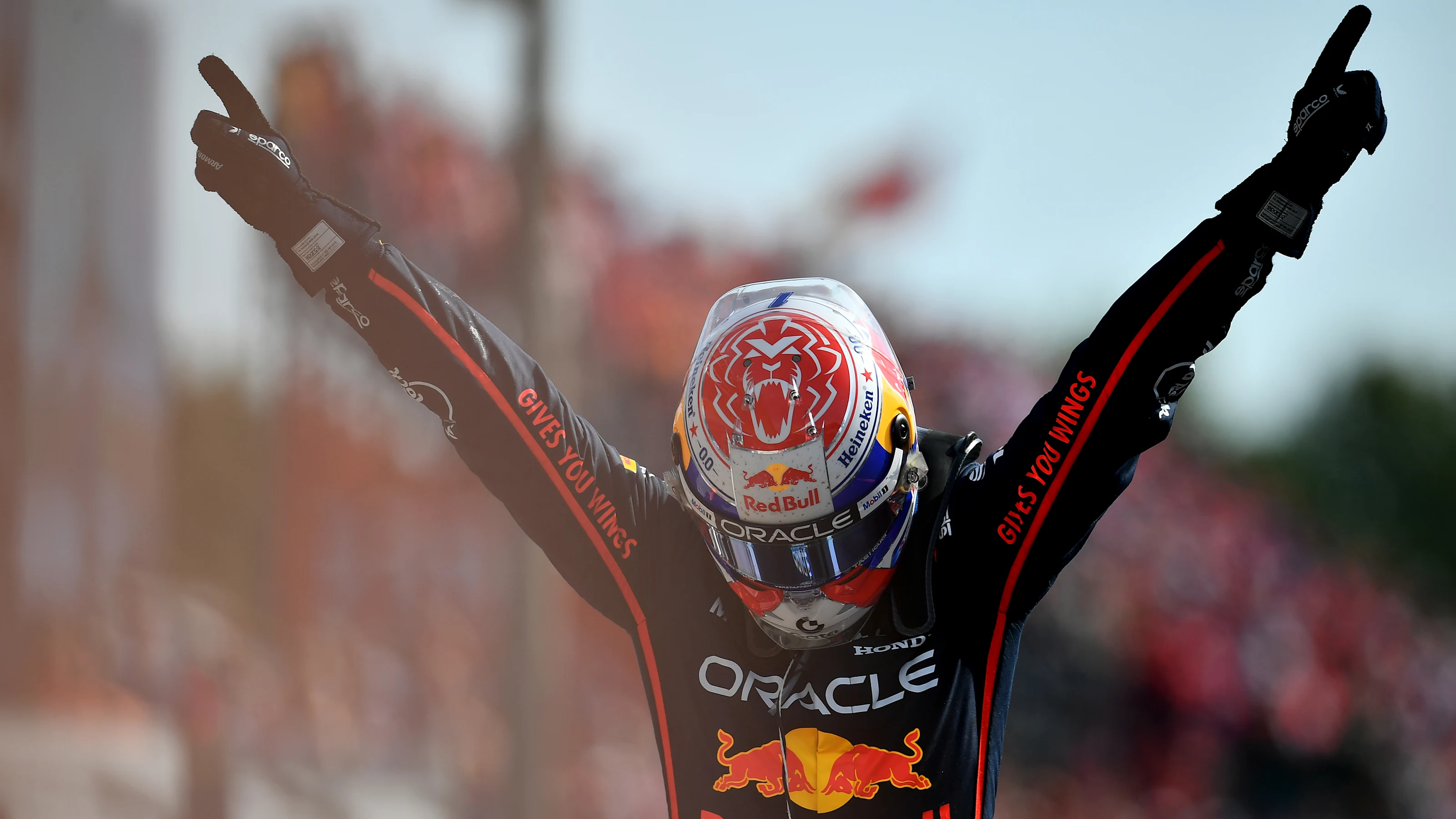 MONZA, ITALY - SEPTEMBER 07: Race winner Max Verstappen of the Netherlands and Oracle Red Bull