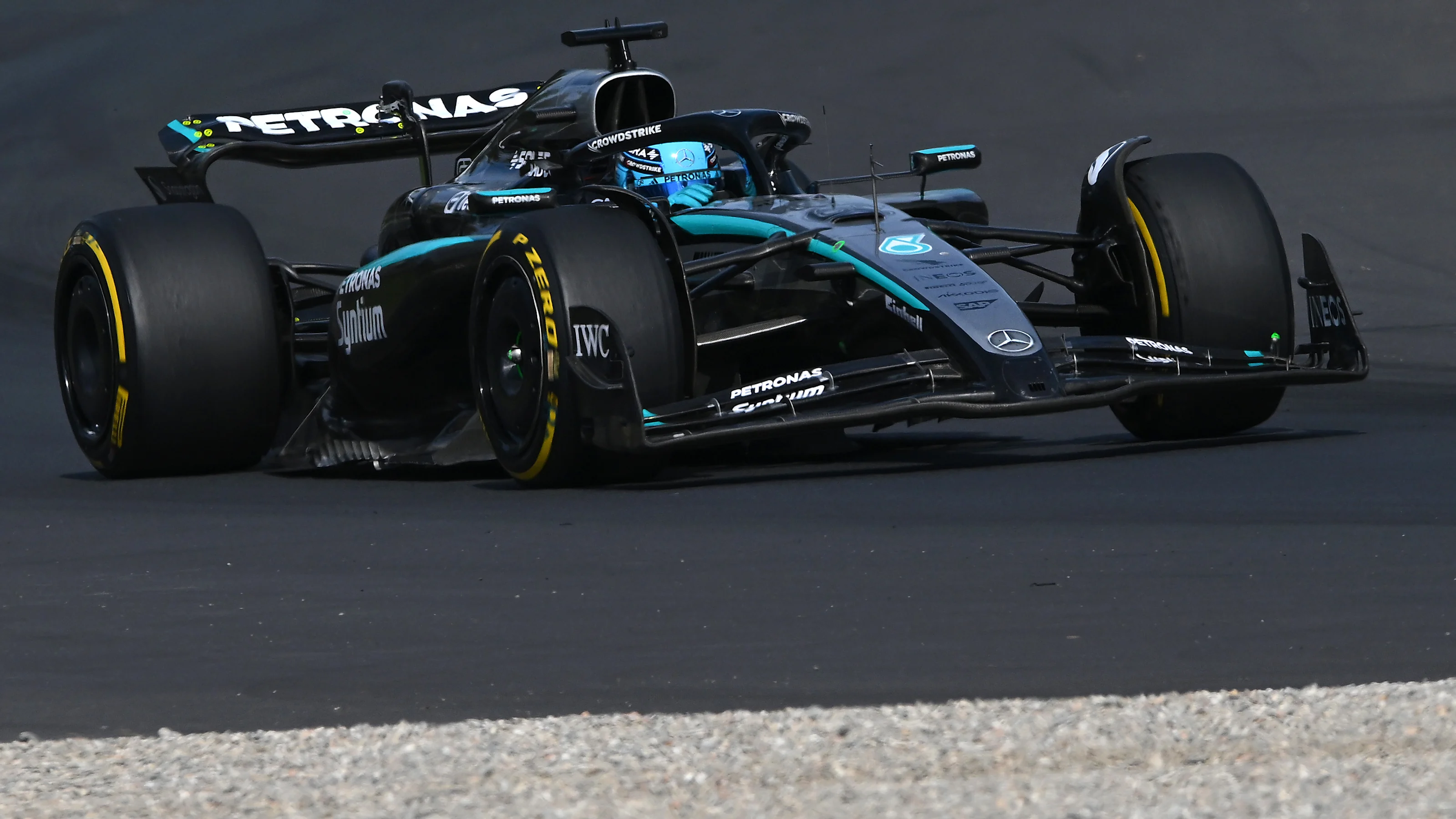 MONZA, ITALY - SEPTEMBER 07: George Russell of Great Britain driving the (63) Mercedes AMG Petronas