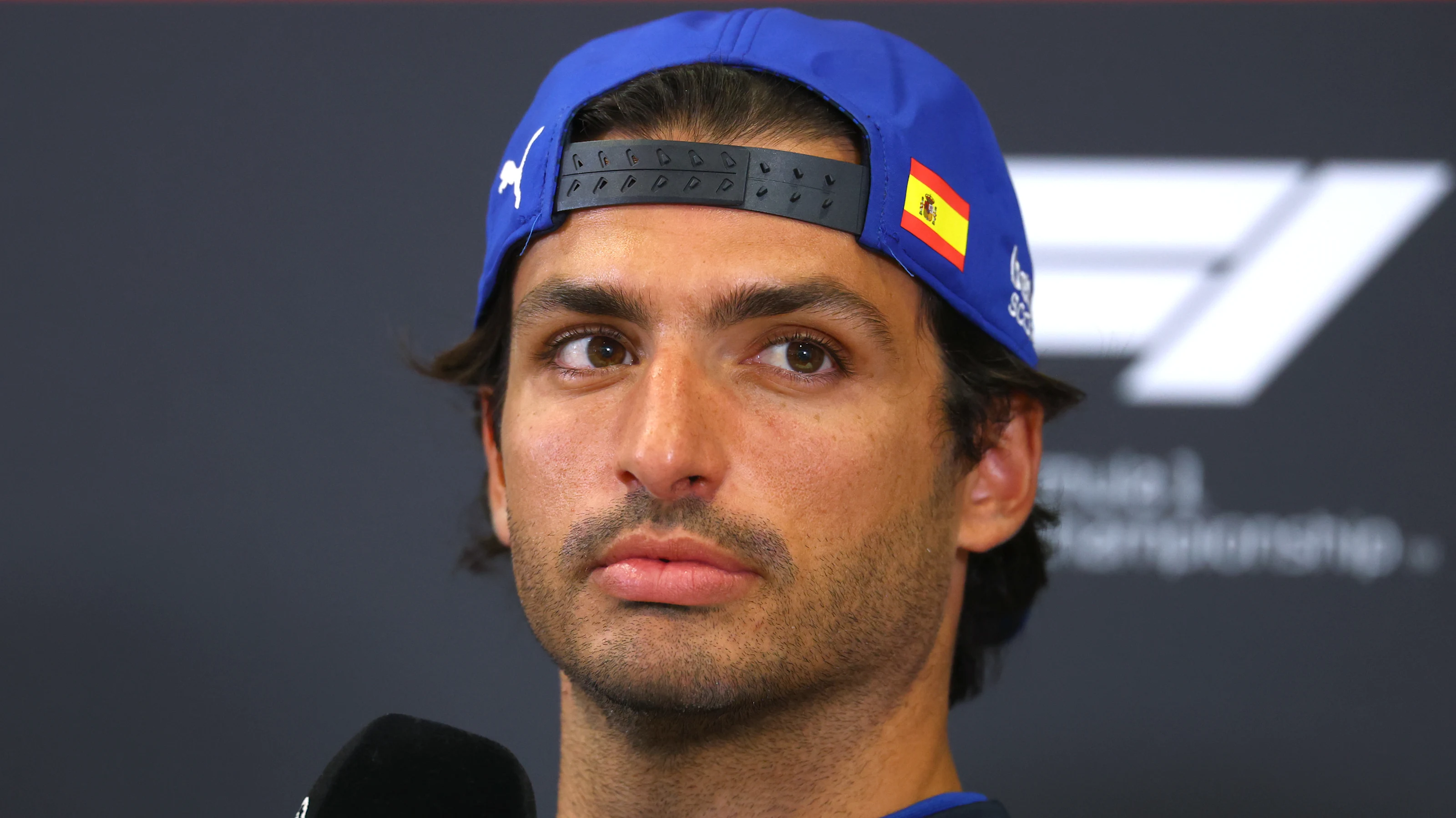 MONZA, ITALY - SEPTEMBER 04: Carlos Sainz of Spain and Williams speaks in the Drivers Press
