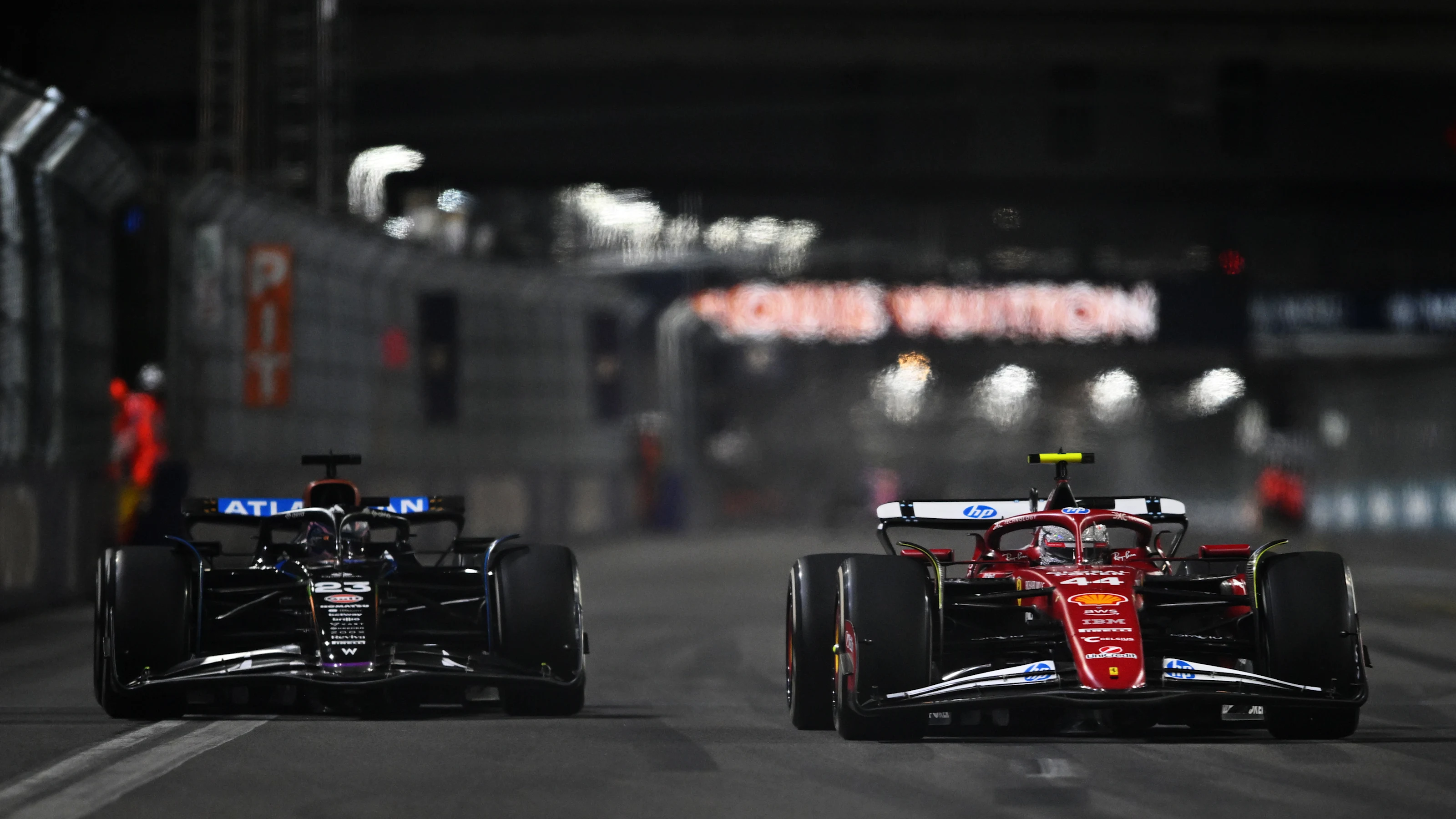 LAS VEGAS, NEVADA - NOVEMBER 22: Lewis Hamilton of Great Britain driving the (44) Scuderia Ferrari