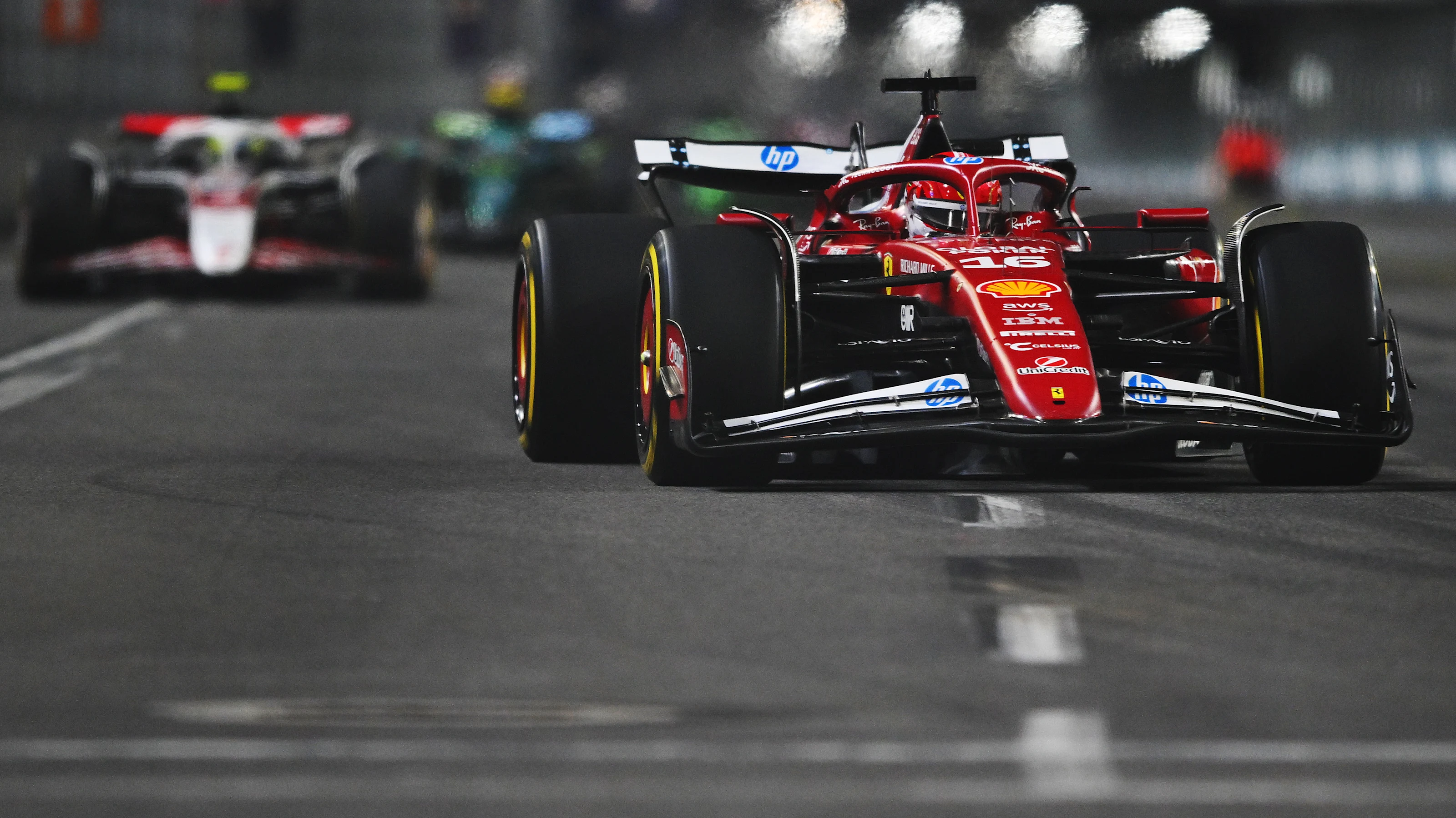 LAS VEGAS, NEVADA - NOVEMBER 22: Charles Leclerc of Monaco driving the (16) Scuderia Ferrari SF-25