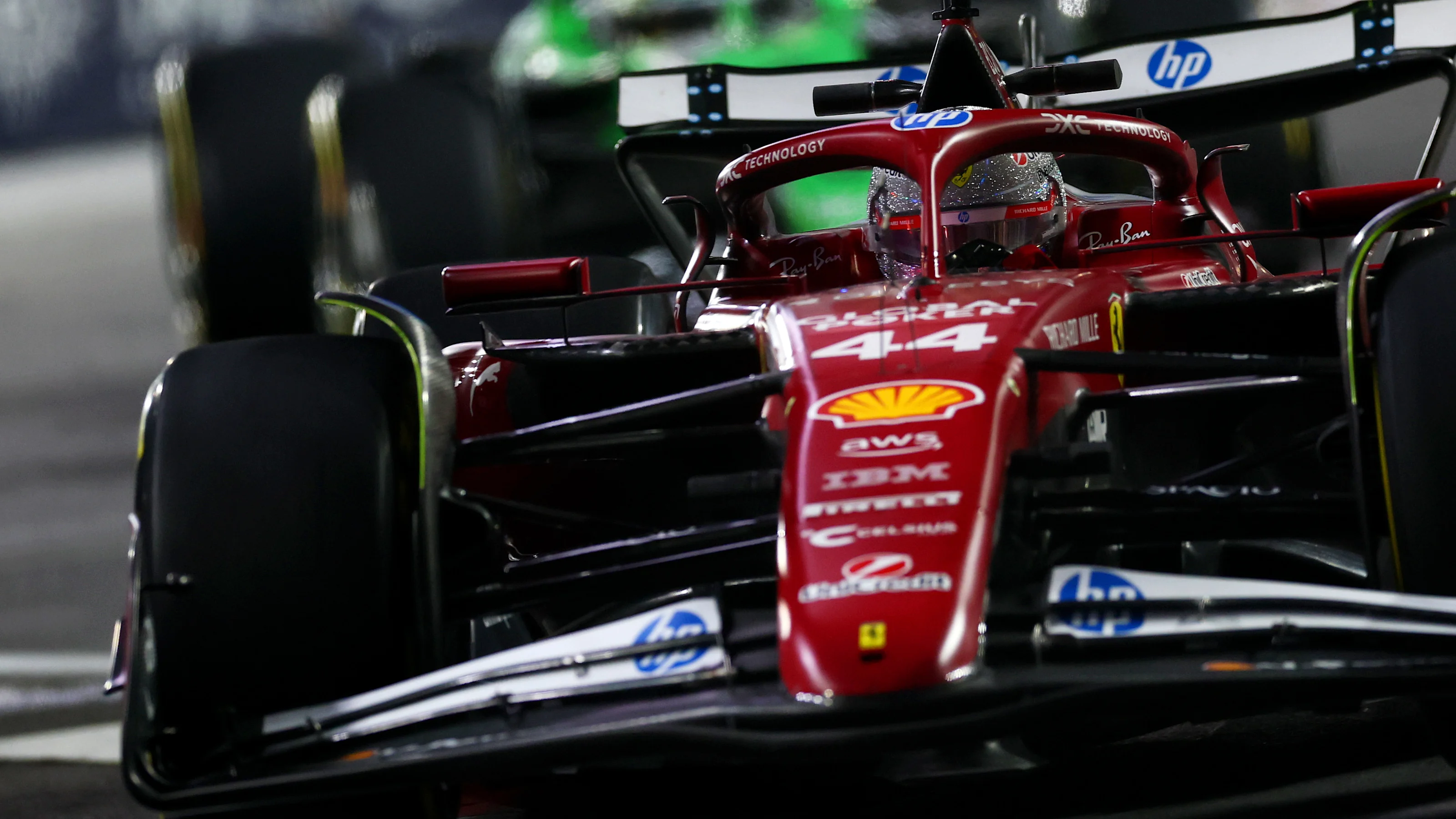 LAS VEGAS, NEVADA - NOVEMBER 20: Lewis Hamilton of Great Britain driving the (44) Scuderia Ferrari