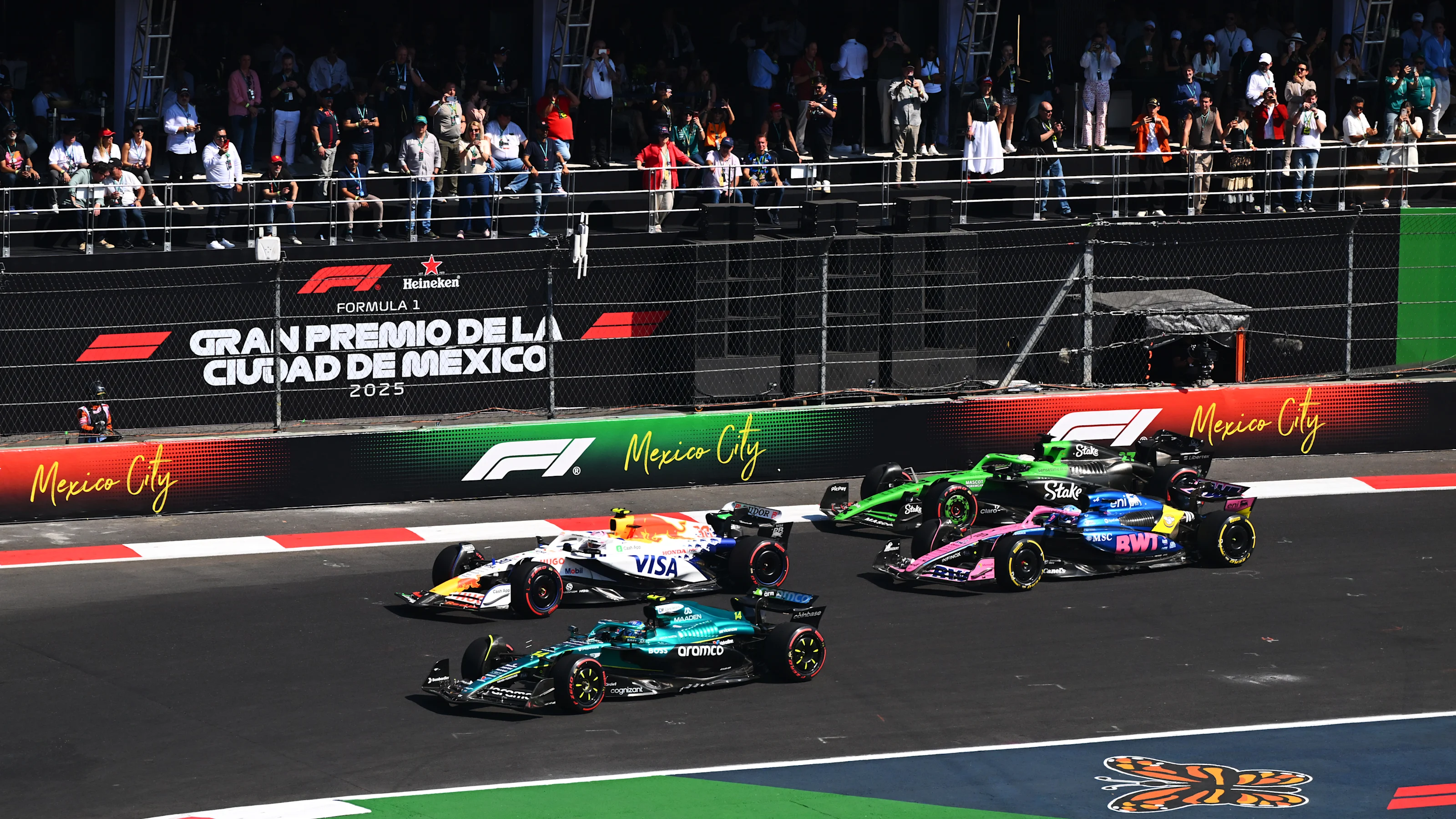 MEXICO CITY, MEXICO - OCTOBER 26: Fernando Alonso of Spain driving the (14) Aston Martin F1 Team