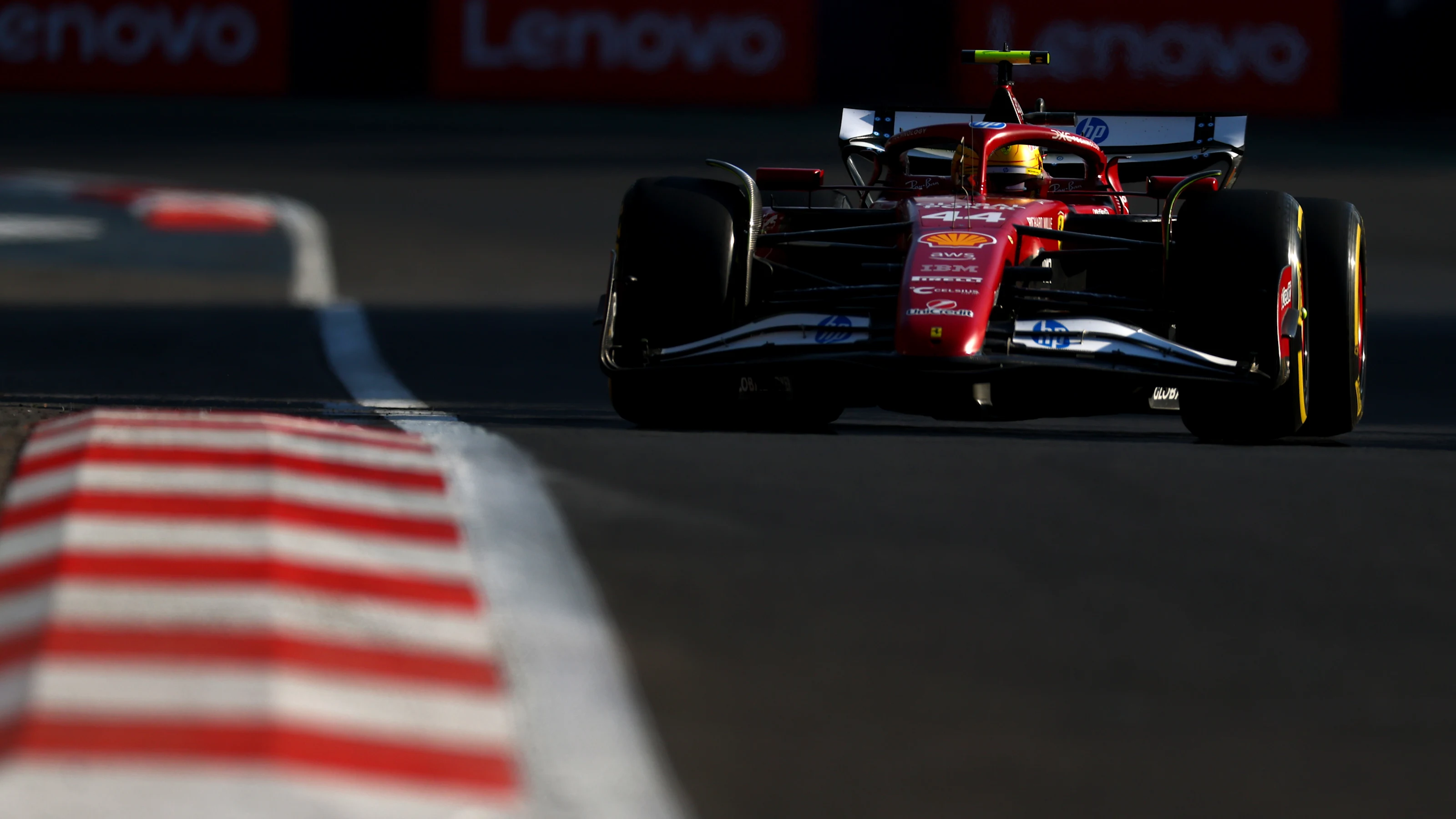 MEXICO CITY, MEXICO - OCTOBER 24: Lewis Hamilton of Great Britain driving the (44) Scuderia Ferrari