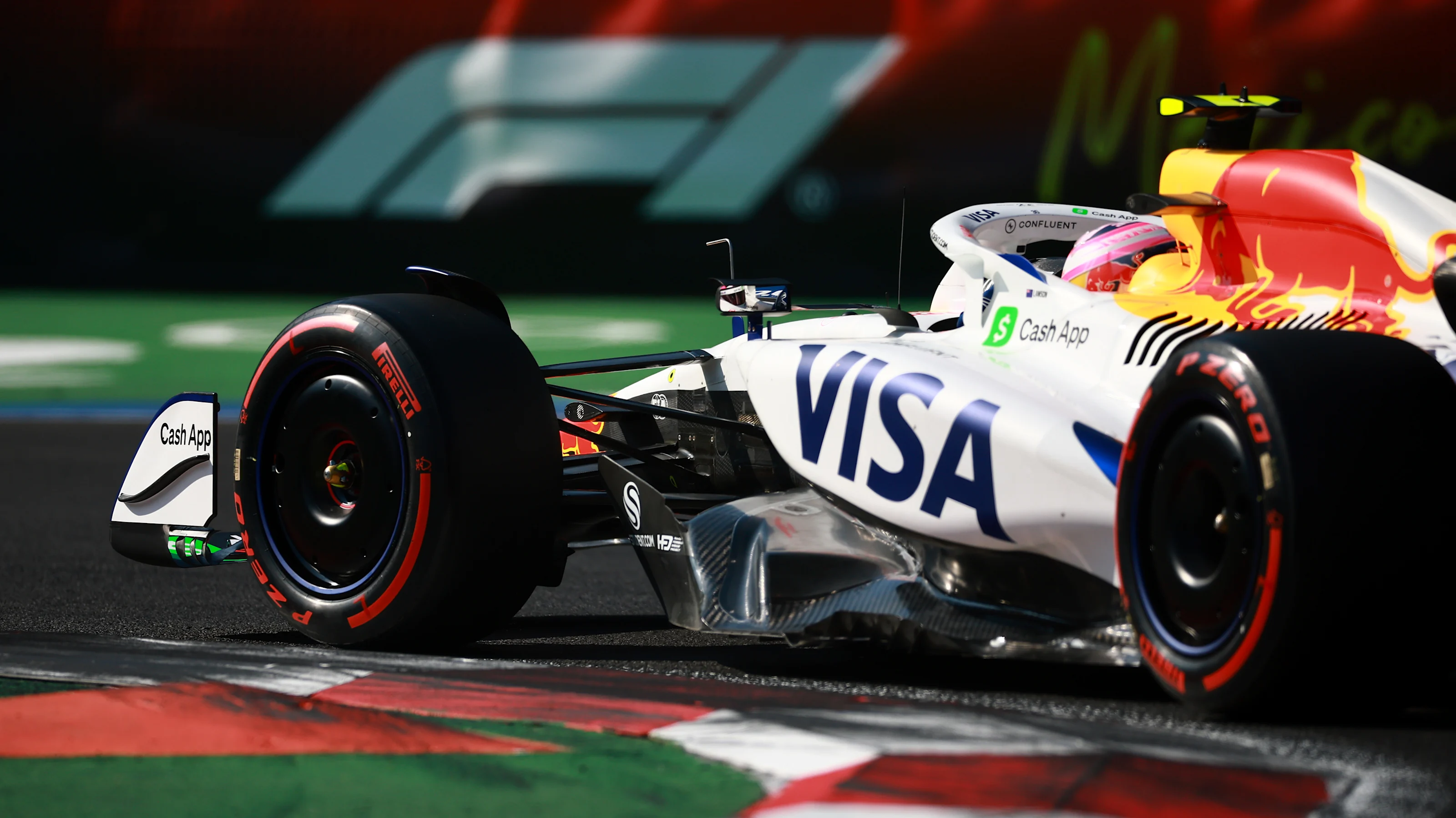 MEXICO CITY, MEXICO - OCTOBER 25: Liam Lawson of New Zealand driving the (30) Visa Cash App Racing