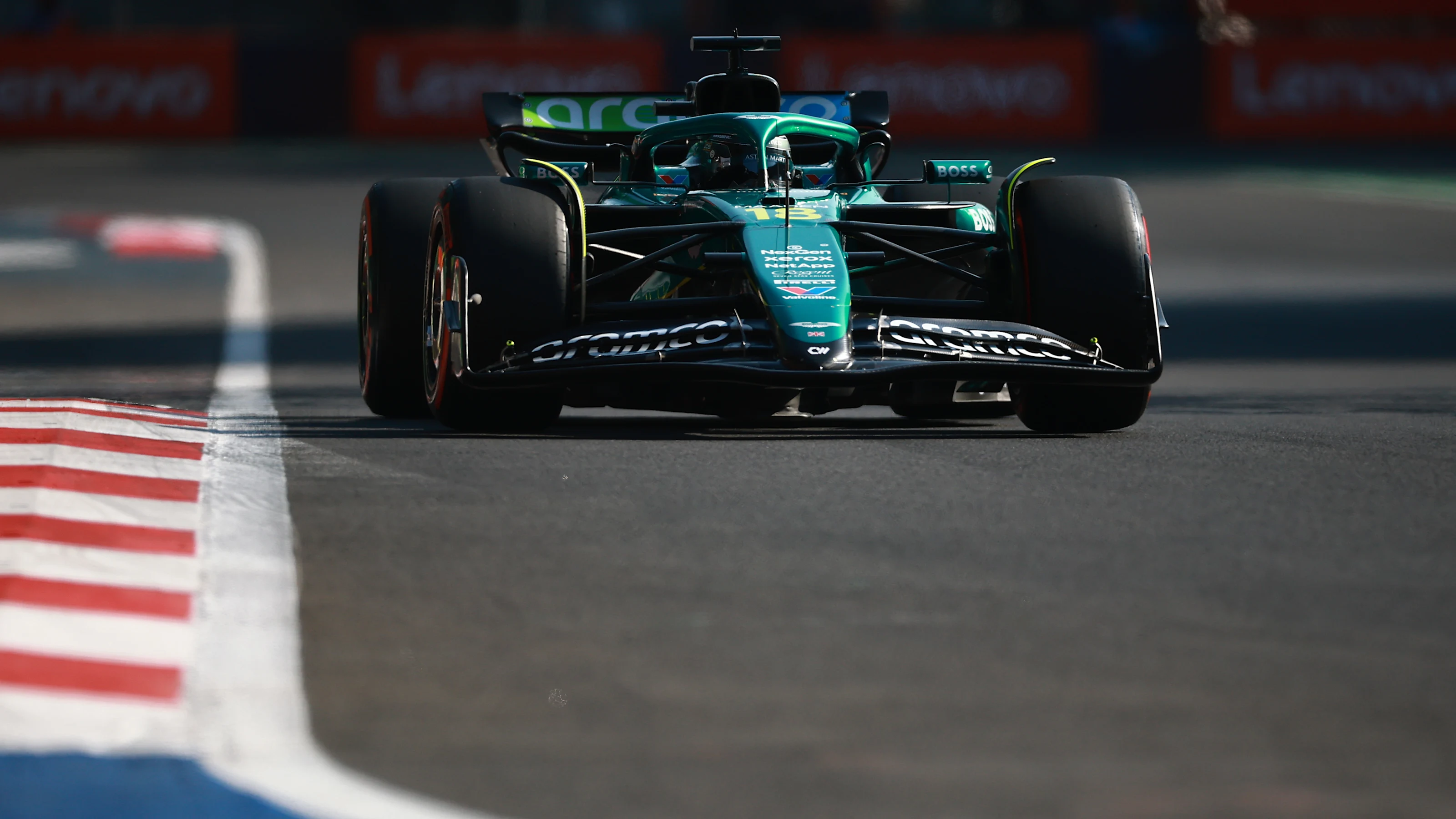 MEXICO CITY, MEXICO - OCTOBER 25: Lance Stroll of Canada driving the (18) Aston Martin F1 Team