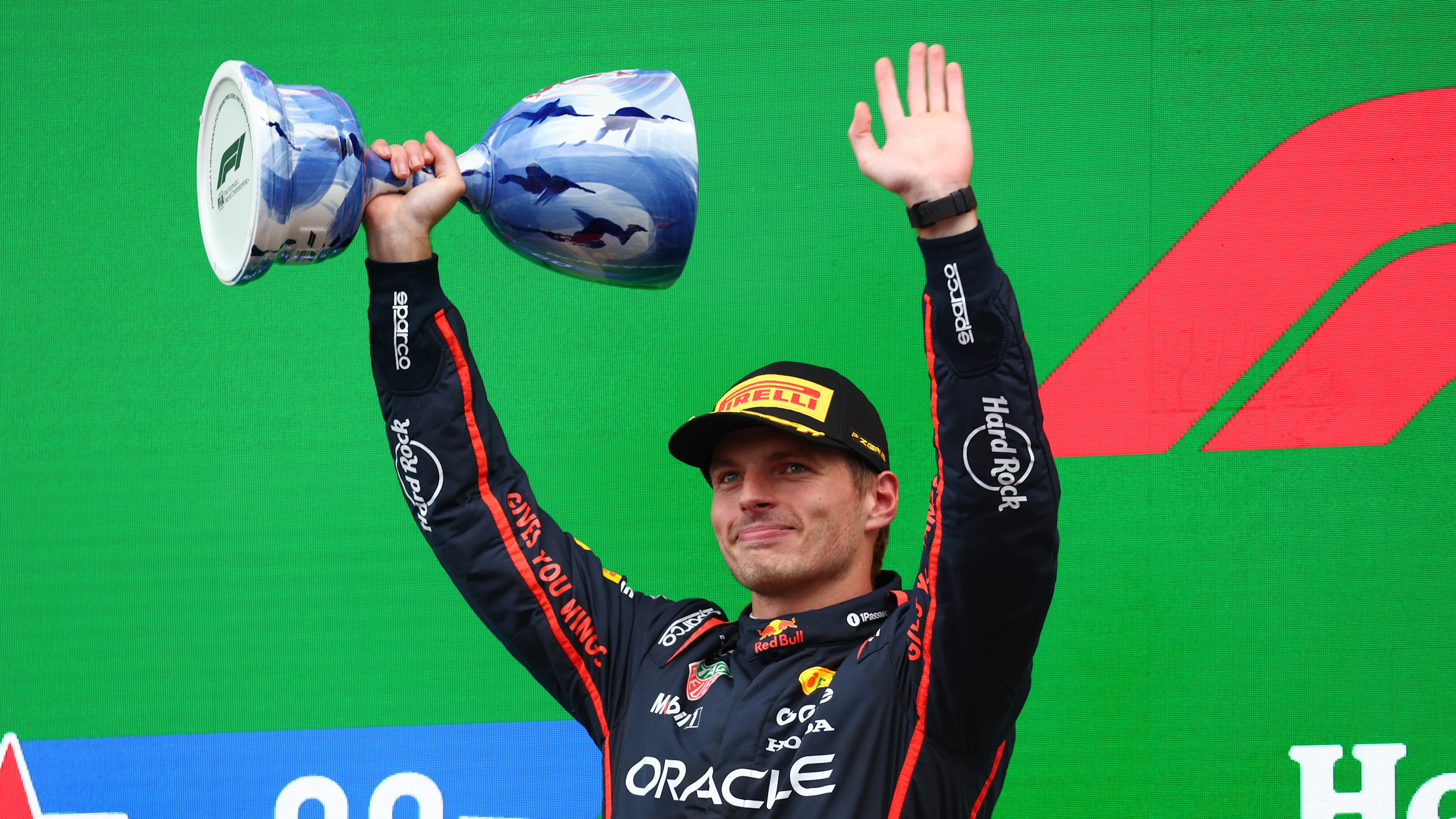 ZANDVOORT, NETHERLANDS - AUGUST 31: Second placed Max Verstappen of the Netherlands and Oracle Red