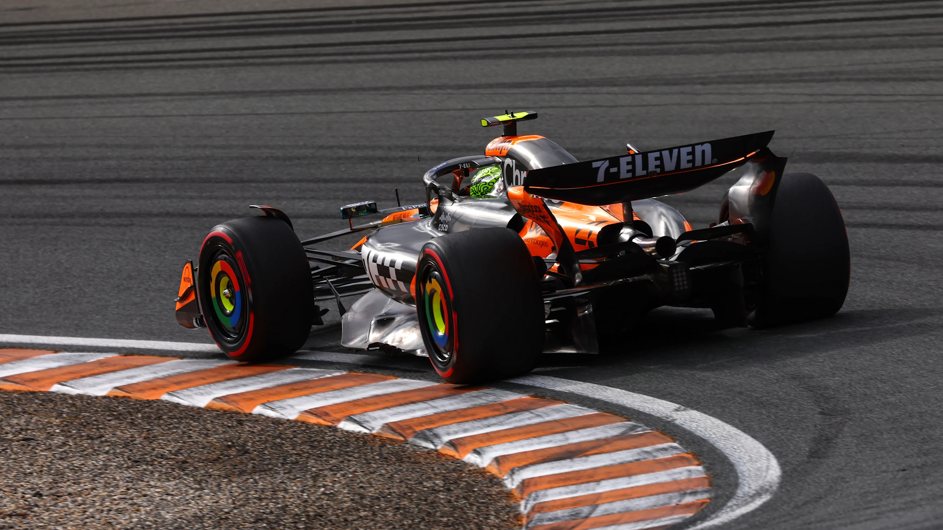 ZANDVOORT, NETHERLANDS - AUGUST 29: Lando Norris of Great Britain driving the (4) McLaren MCL39