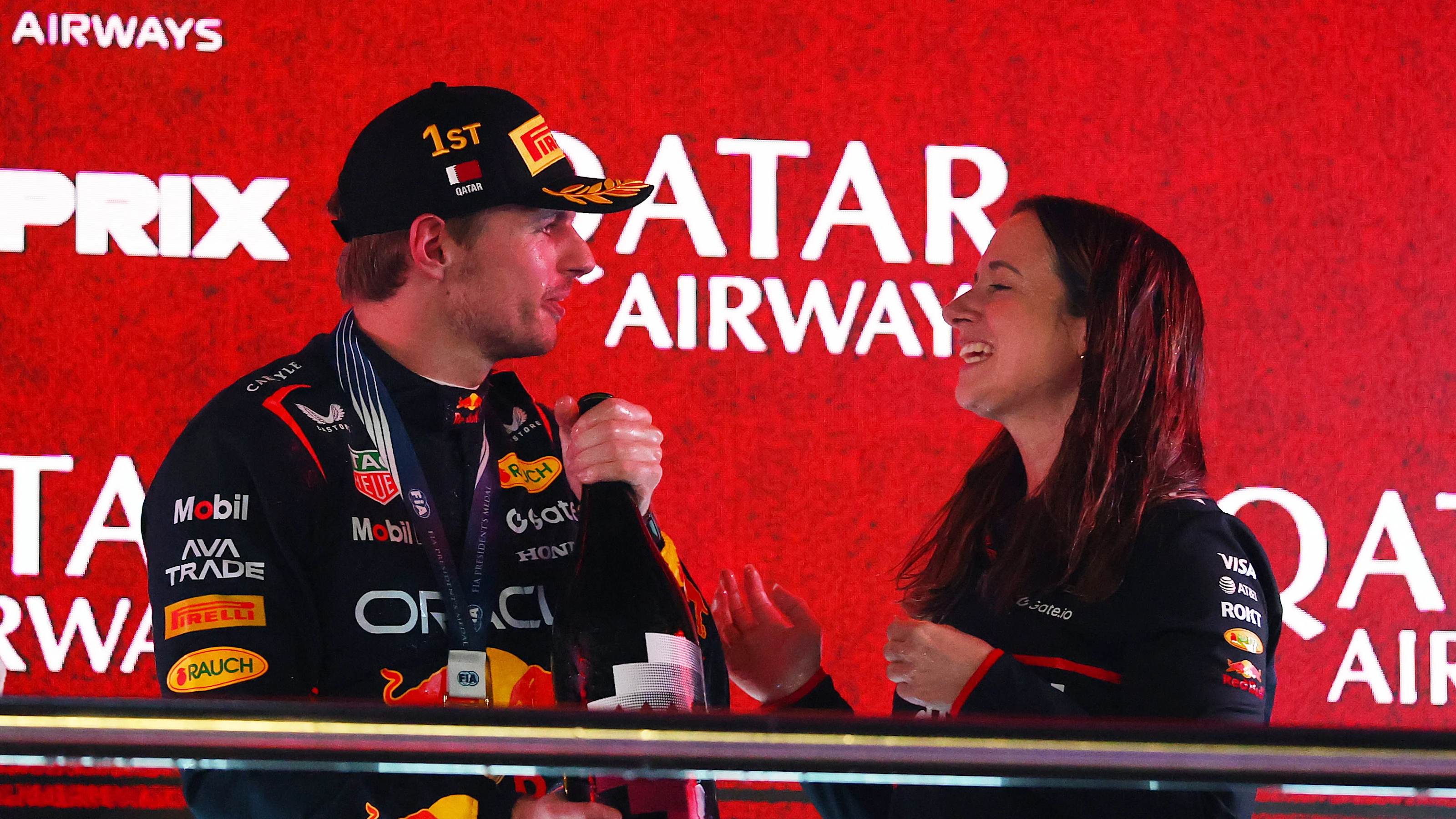LUSAIL CITY, QATAR - NOVEMBER 30: Race winner Max Verstappen of the Netherlands and Oracle Red Bull