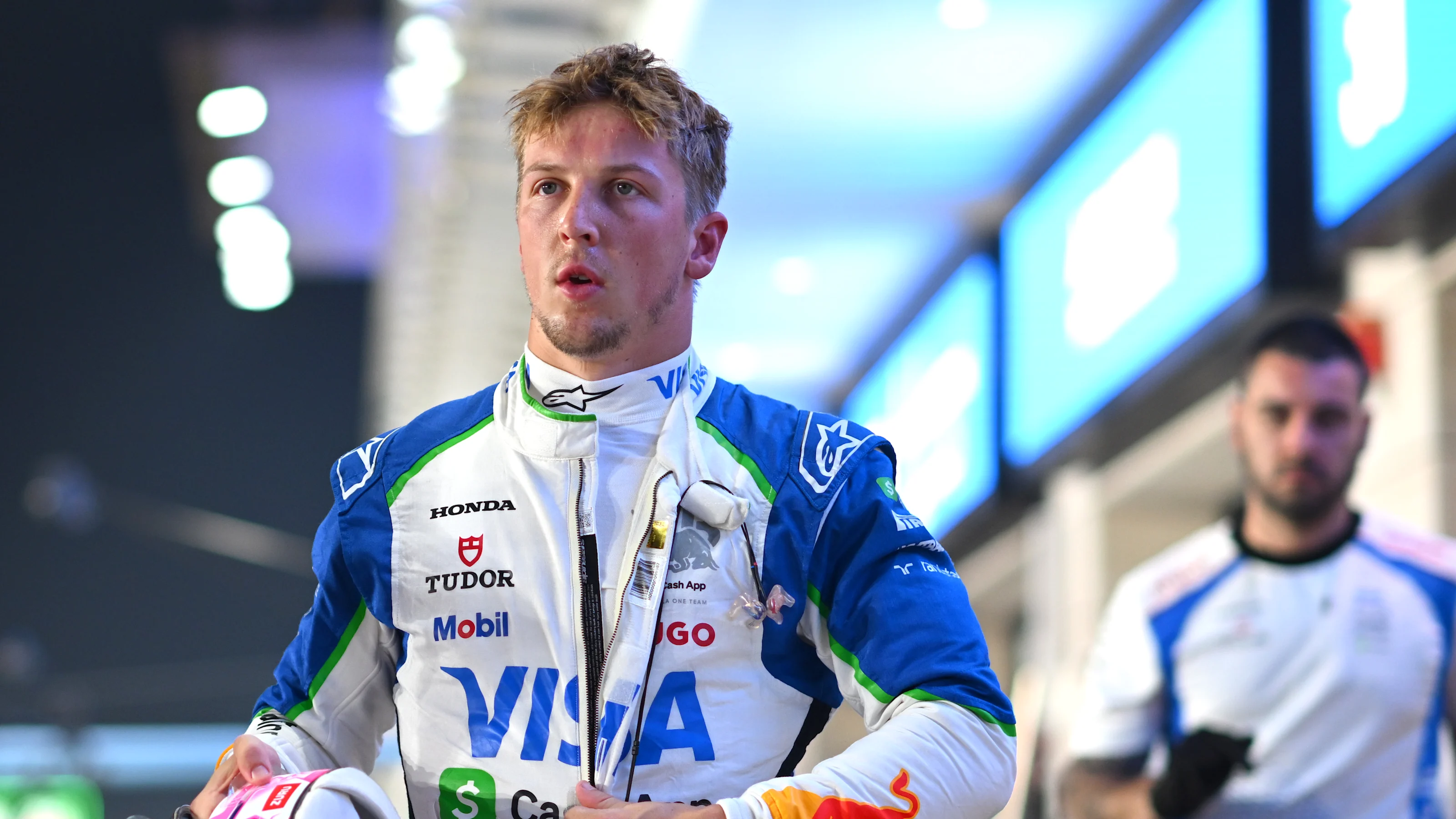 LUSAIL CITY, QATAR - NOVEMBER 28: Liam Lawson of New Zealand and Visa Cash App Racing Bulls walks