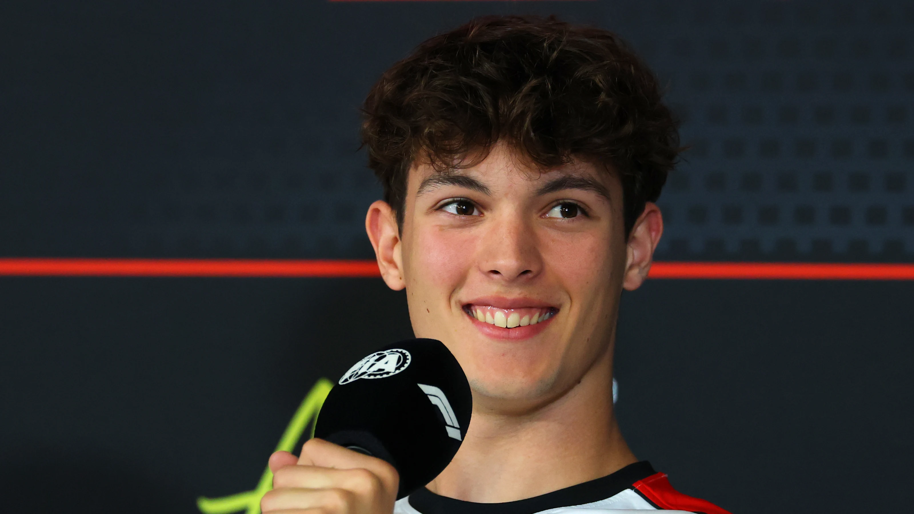 AUSTIN, TEXAS - OCTOBER 16: Oliver Bearman of Great Britain and Haas F1 speaks in the Drivers Press