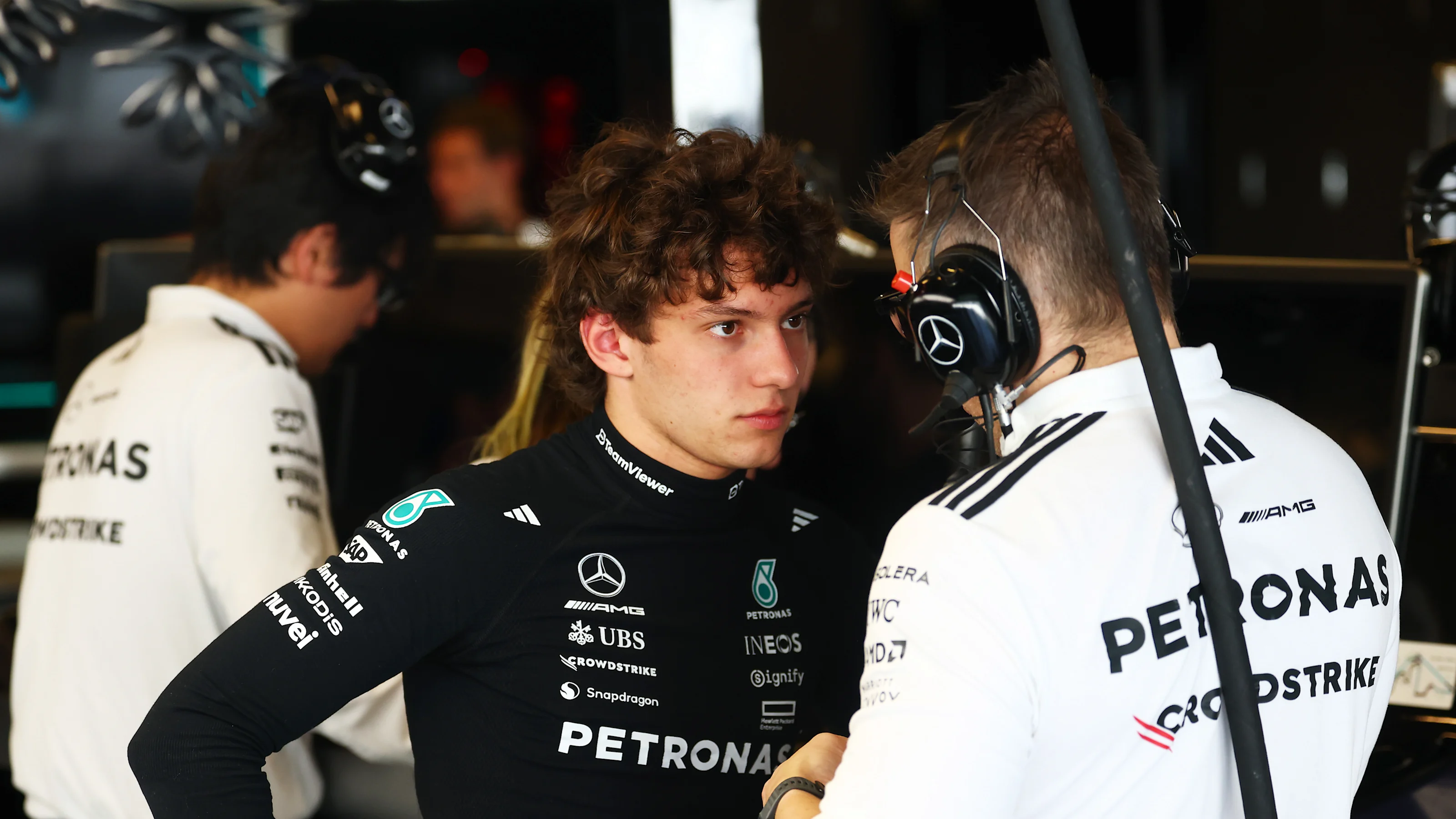 ABU DHABI, UNITED ARAB EMIRATES - DECEMBER 09: Andrea Kimi Antonelli of Italy and Mercedes AMG