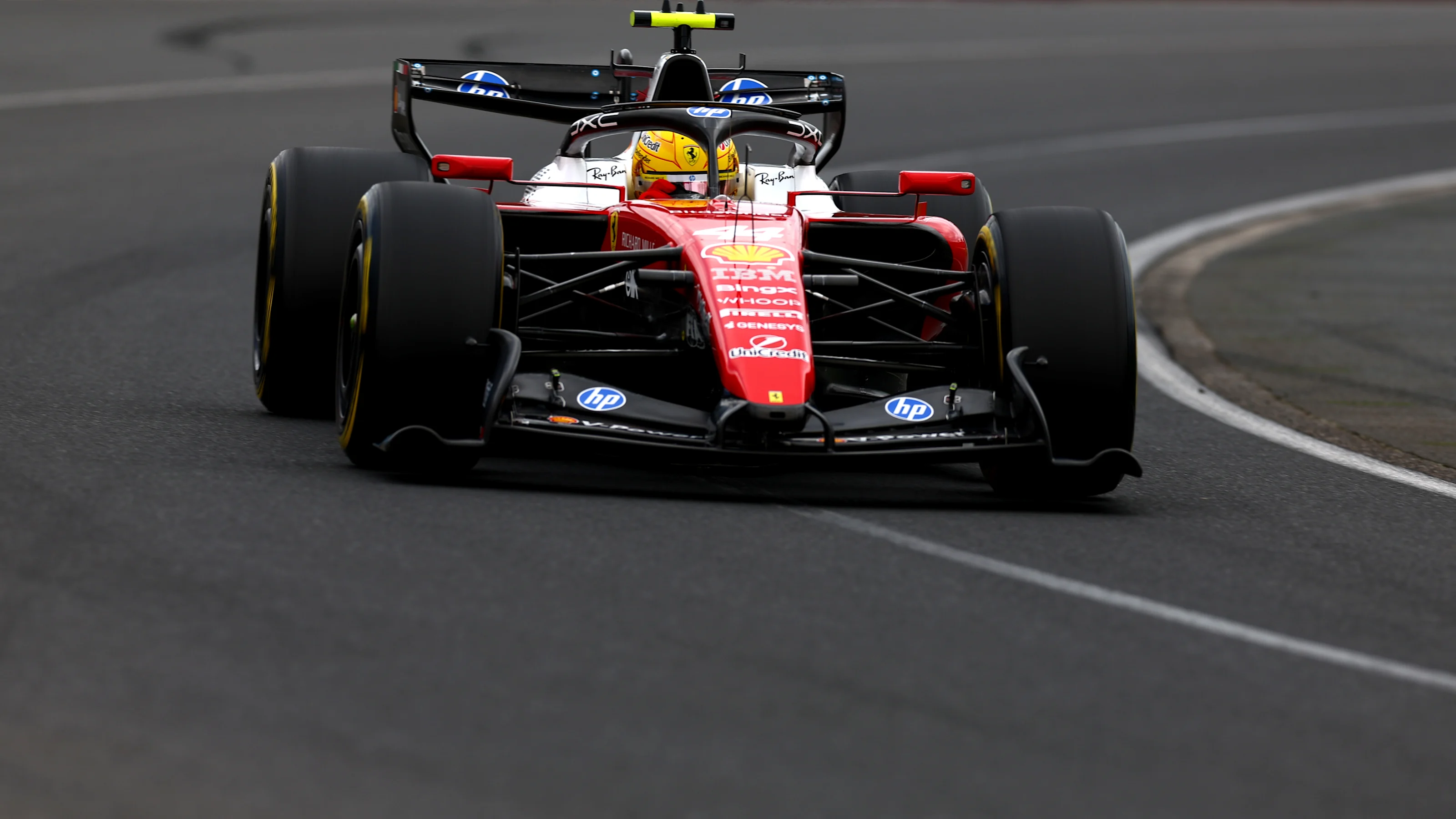 MELBOURNE, AUSTRALIA - MARCH 07: Lewis Hamilton of Great Britain driving the (44) Scuderia Ferrari