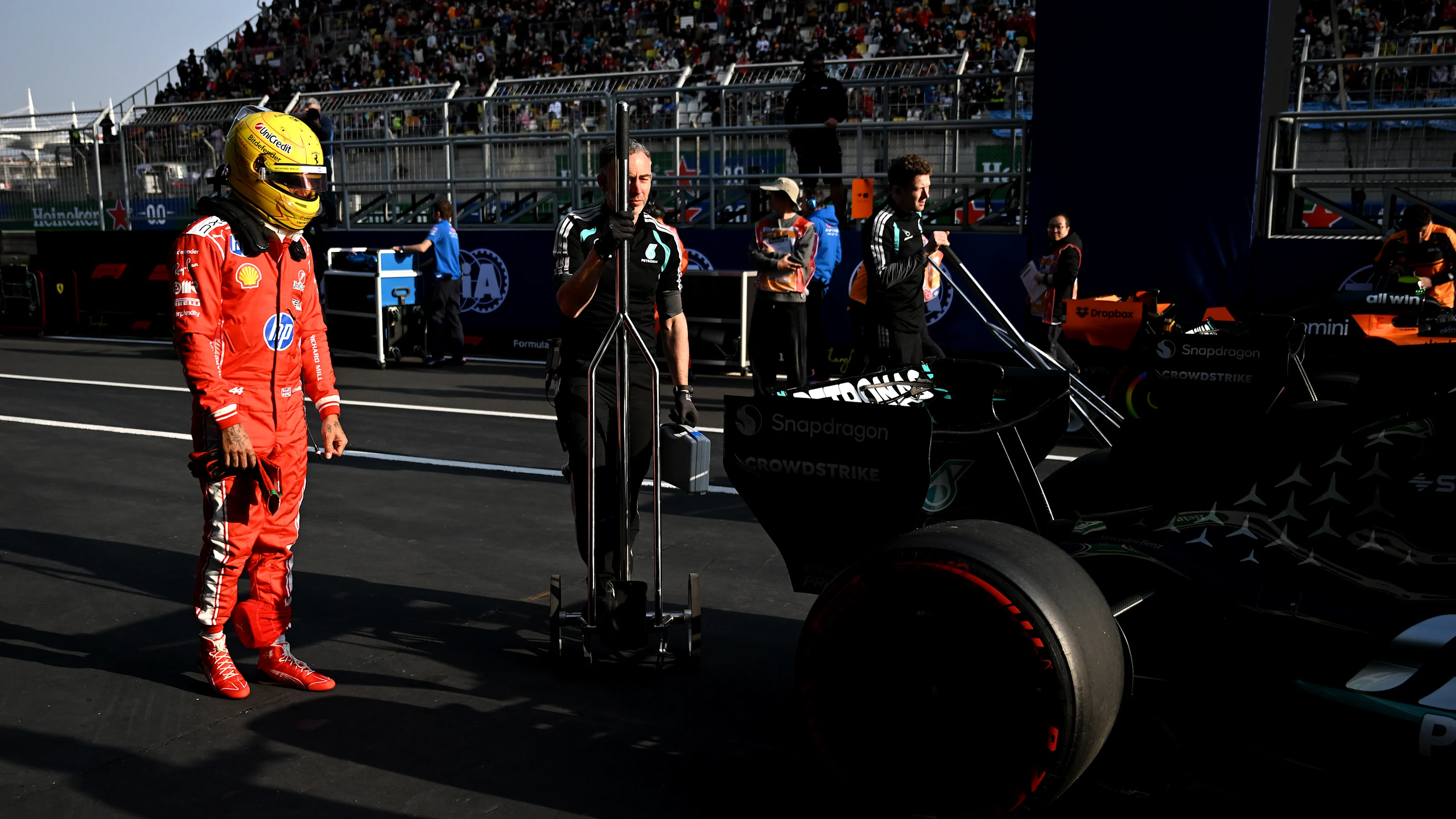 SHANGHAI, CHINA - MARCH 13: Fourth placed qualifier Lewis Hamilton of Great Britain and Scuderia