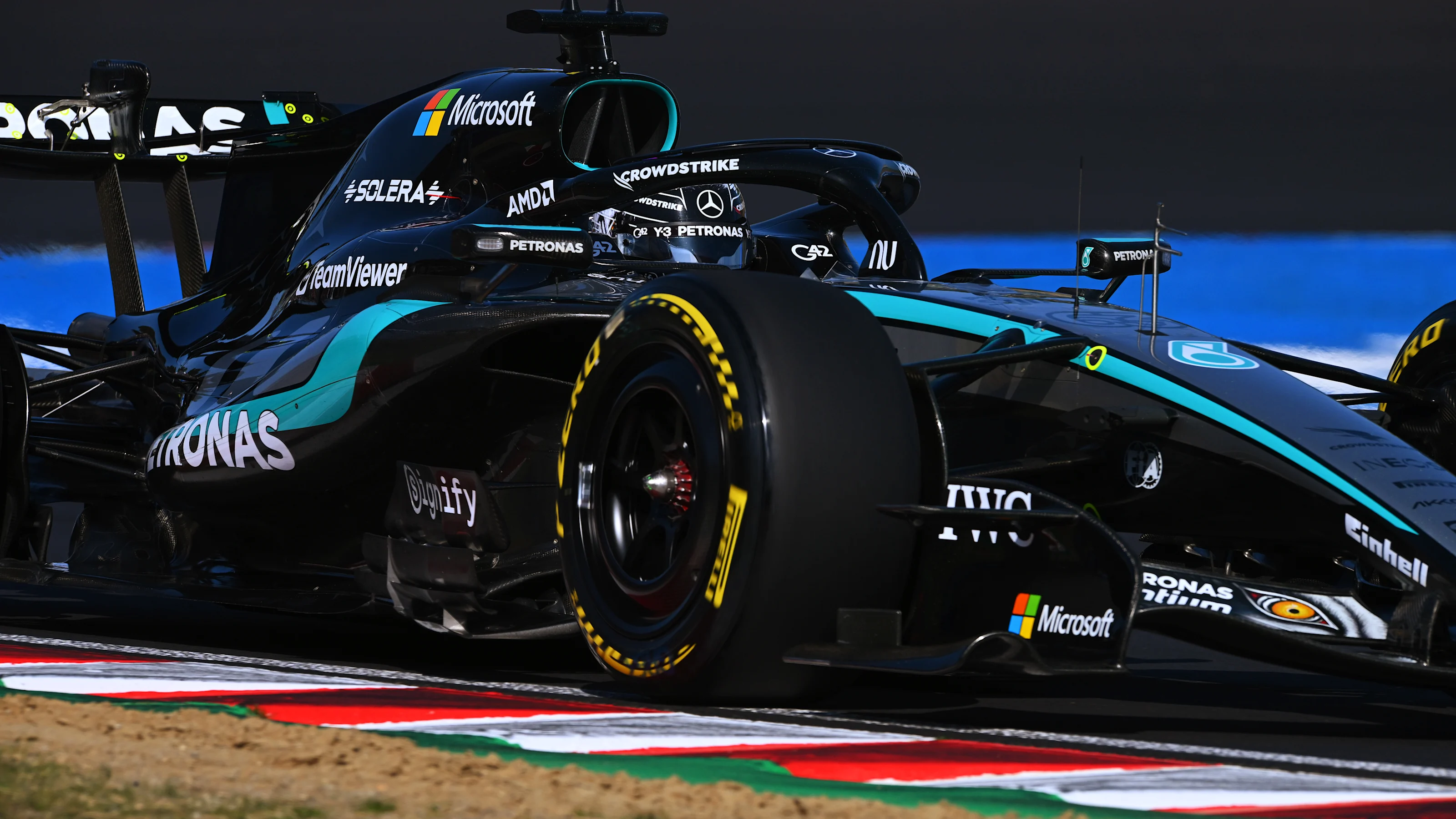 SUZUKA, JAPAN - MARCH 27: George Russell of Great Britain driving the (63) Mercedes AMG Petronas F1