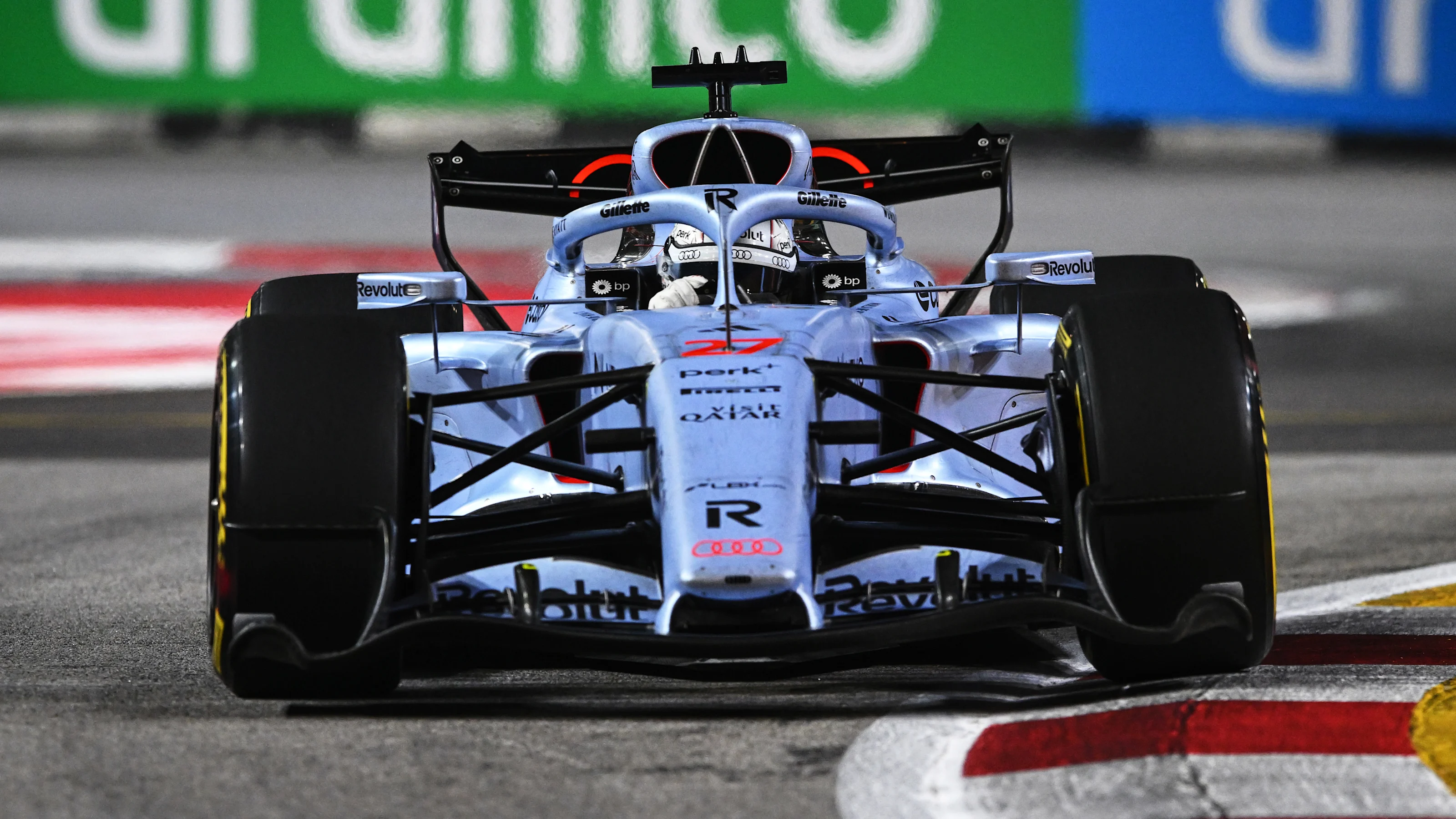 SINGAPORE, SINGAPORE - OCTOBER 11: Nico Hulkenberg of Germany driving the (27) Audi F1 Team R26 on
