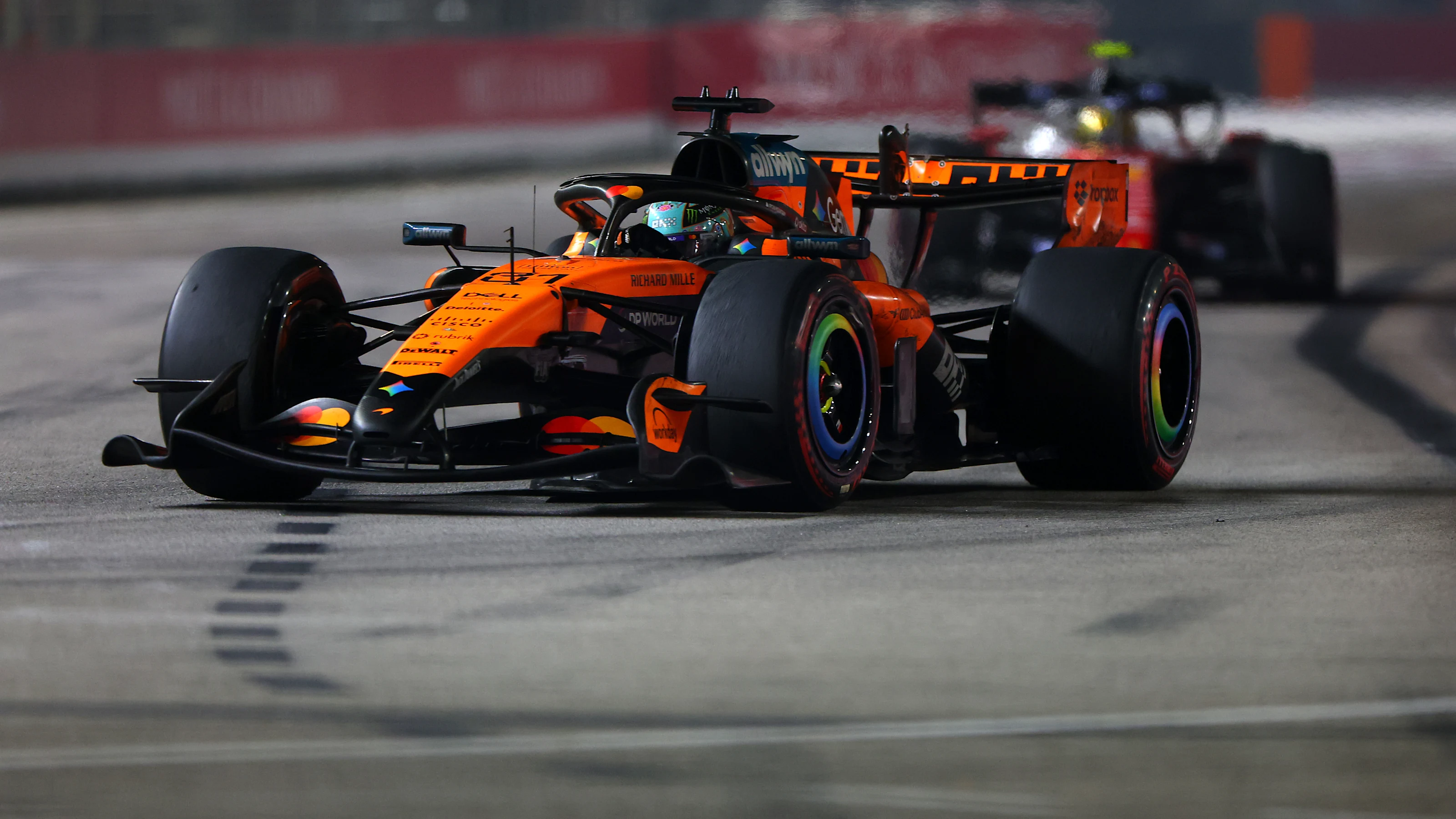 SINGAPORE, SINGAPORE - OCTOBER 11: Oscar Piastri of Australia driving the (81) McLaren MCL40