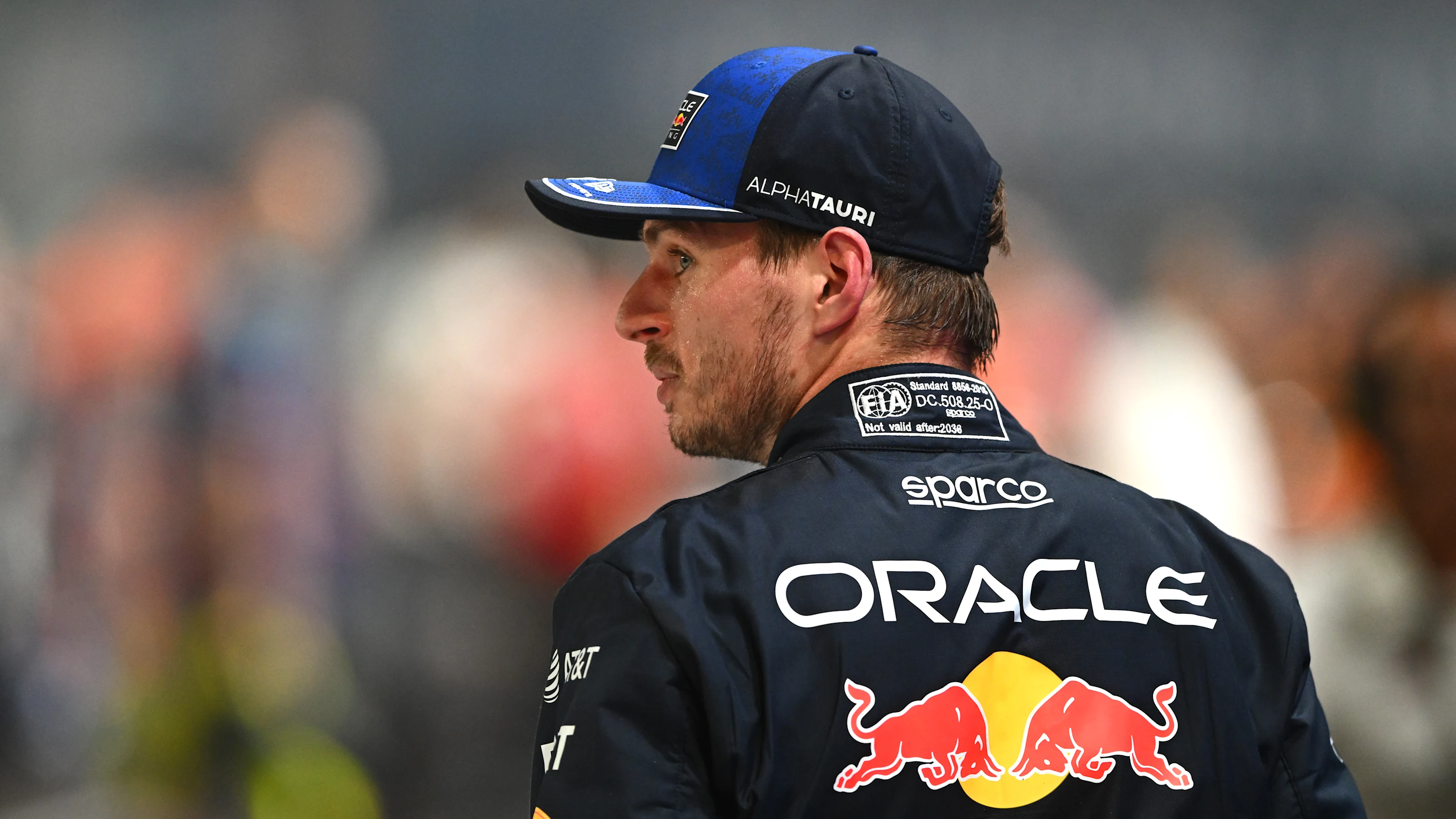 SINGAPORE, SINGAPORE - OCTOBER 09: Sprint Pole qualifier Max Verstappen of the Netherlands and