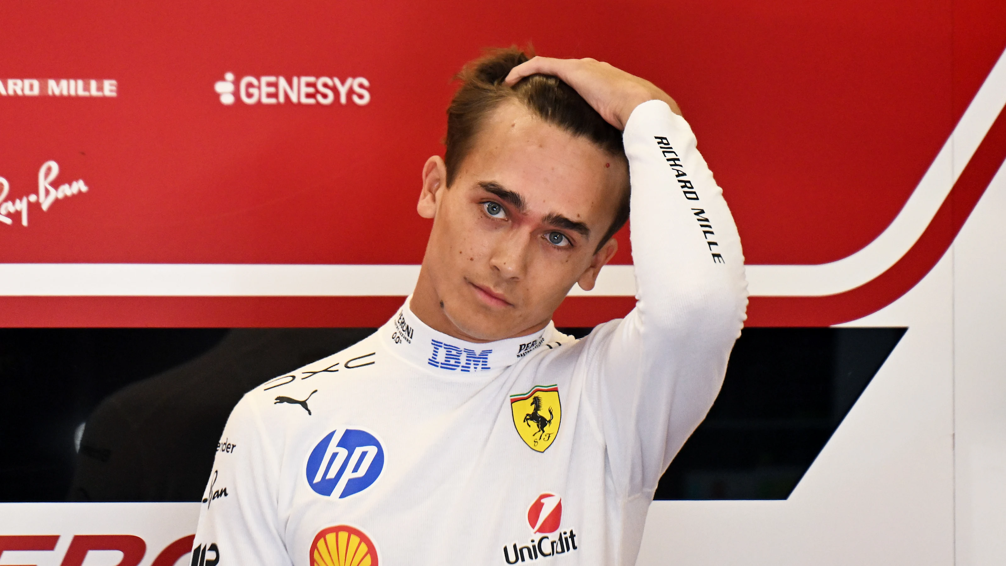 SPIELBERG, AUSTRIA - JUNE 26: Dino Beganovic of Sweden and Scuderia Ferrari looks on in the garage