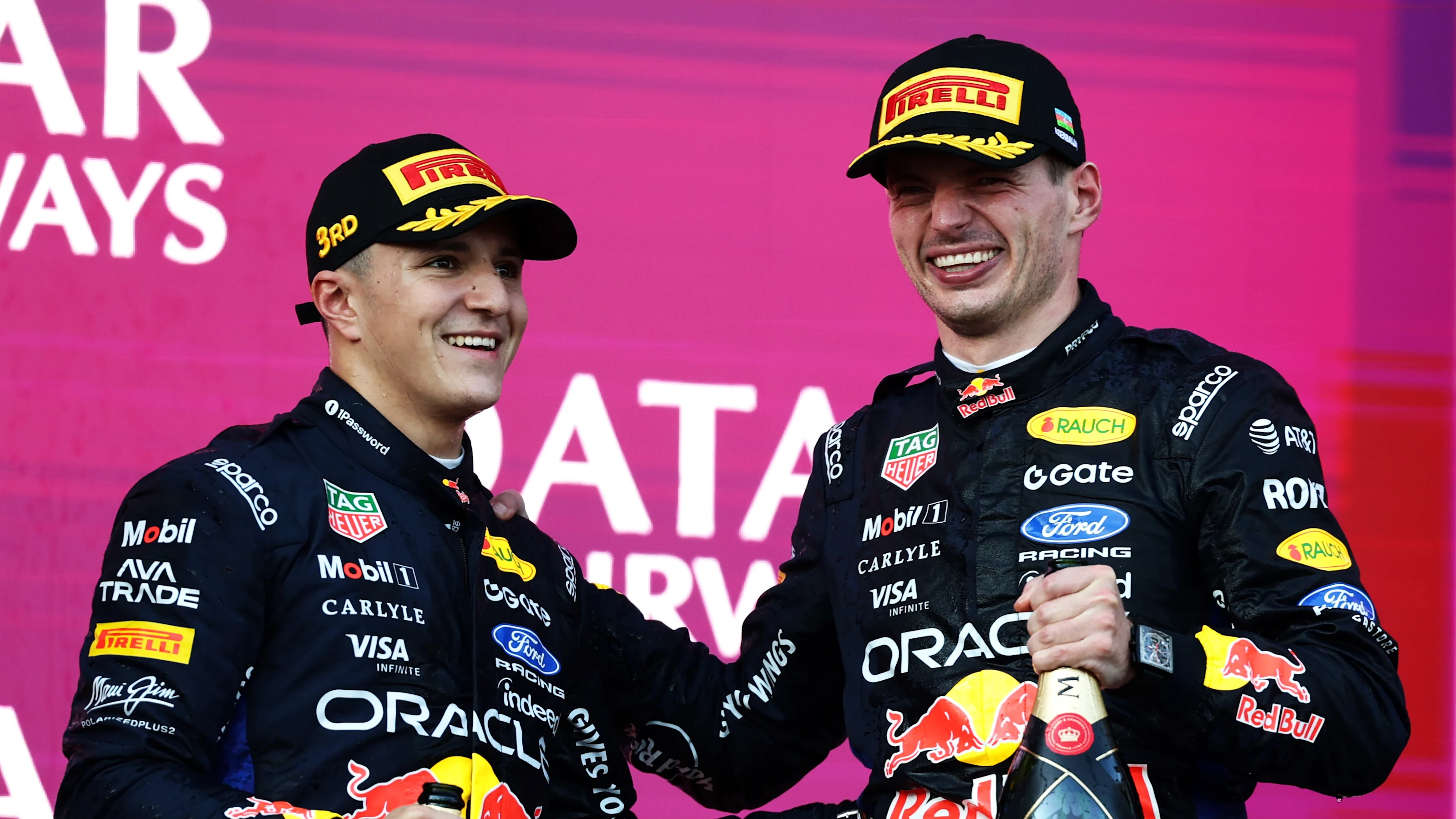 BAKU, AZERBAIJAN - SEPTEMBER 26: Second placed Max Verstappen of the Netherlands and Oracle Red