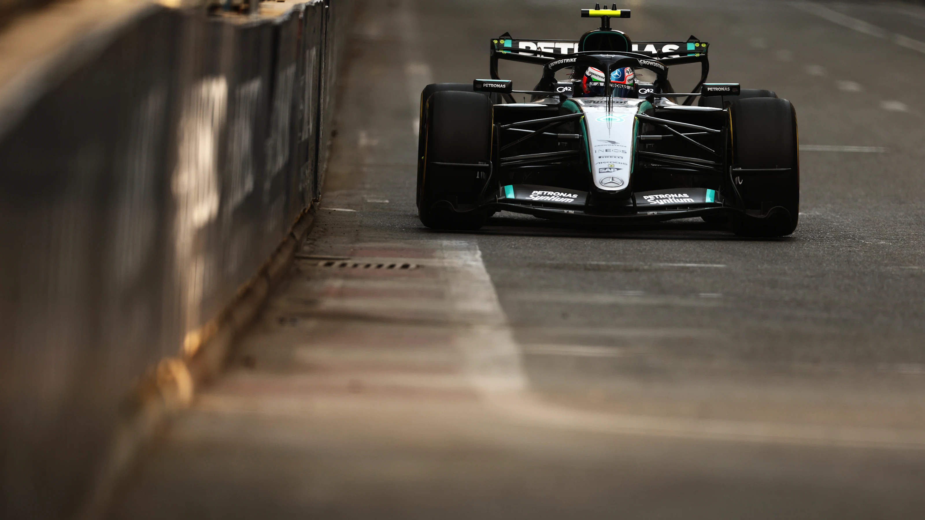 BAKU, AZERBAIJAN - SEPTEMBER 24: Andrea Kimi Antonelli of Italy driving the (12) Mercedes AMG