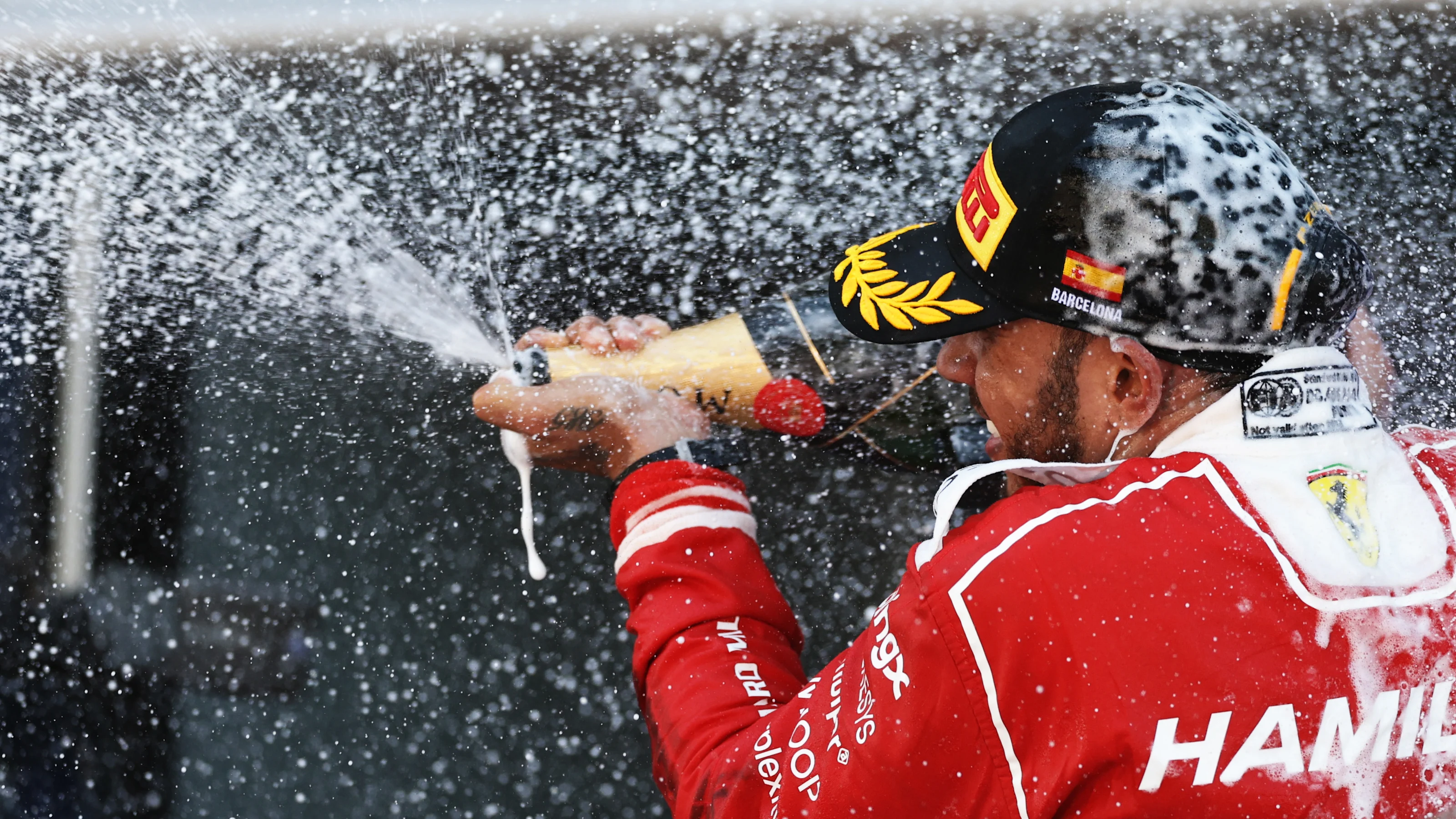 BARCELONA, SPAIN - JUNE 14: Race winner Lewis Hamilton of Great Britain and Scuderia Ferrari