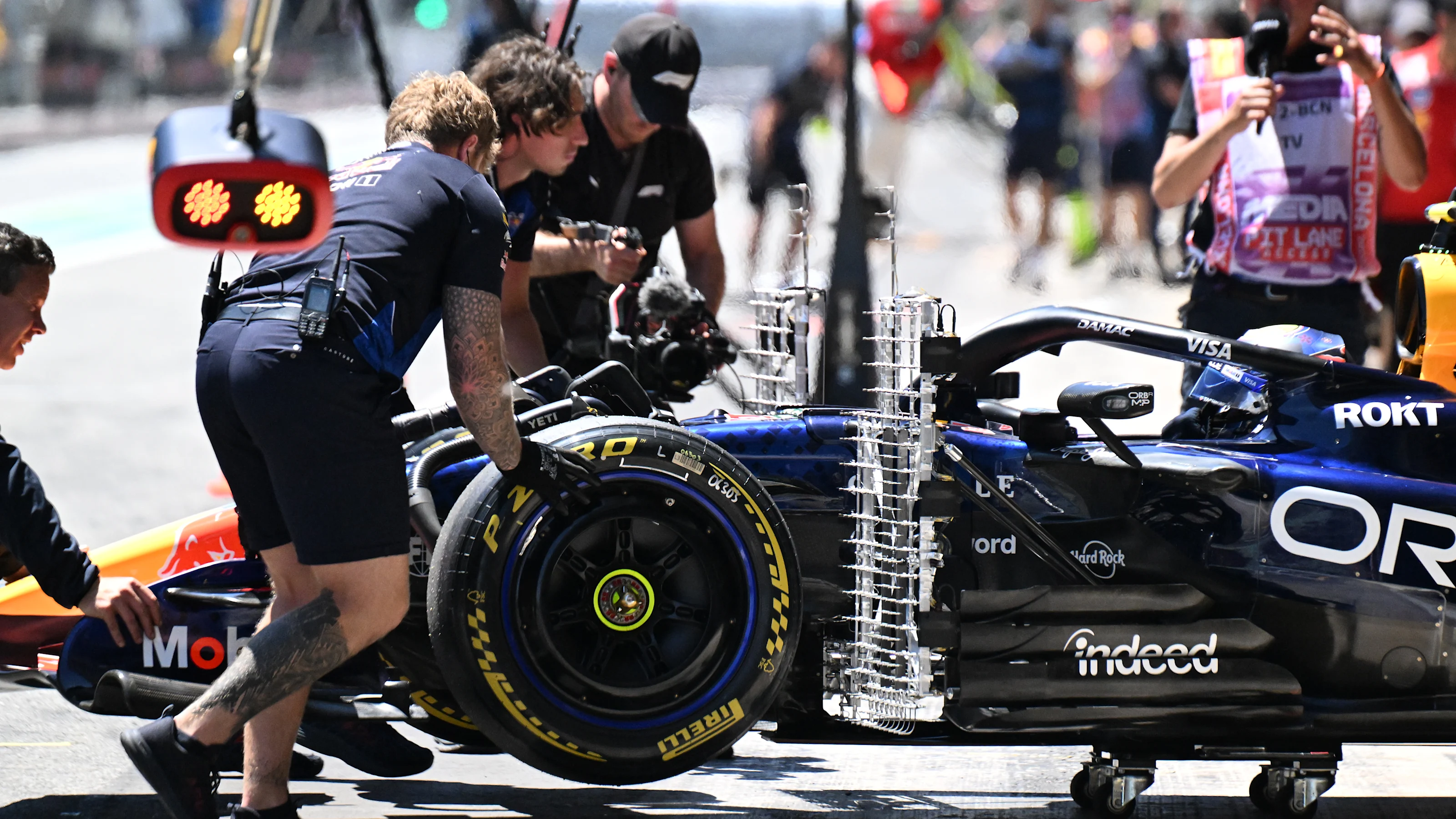 BARCELONA, SPAIN - JUNE 12: Ayumu Iwasa of Japan and Oracle Red Bull Racing is returned to the