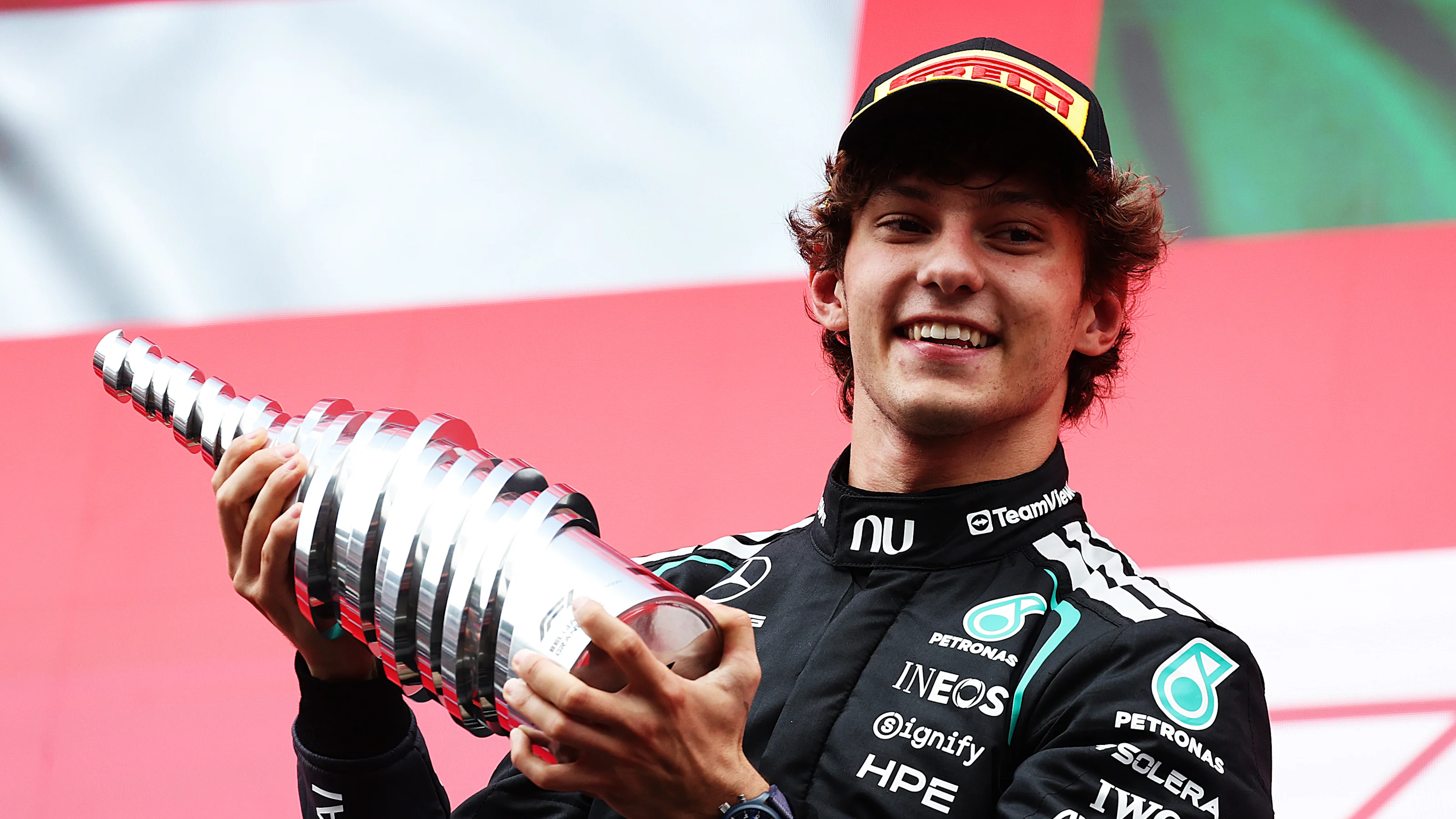SPA, BELGIUM - JULY 19: Race winner Andrea Kimi Antonelli of Italy and Mercedes AMG Petronas F1