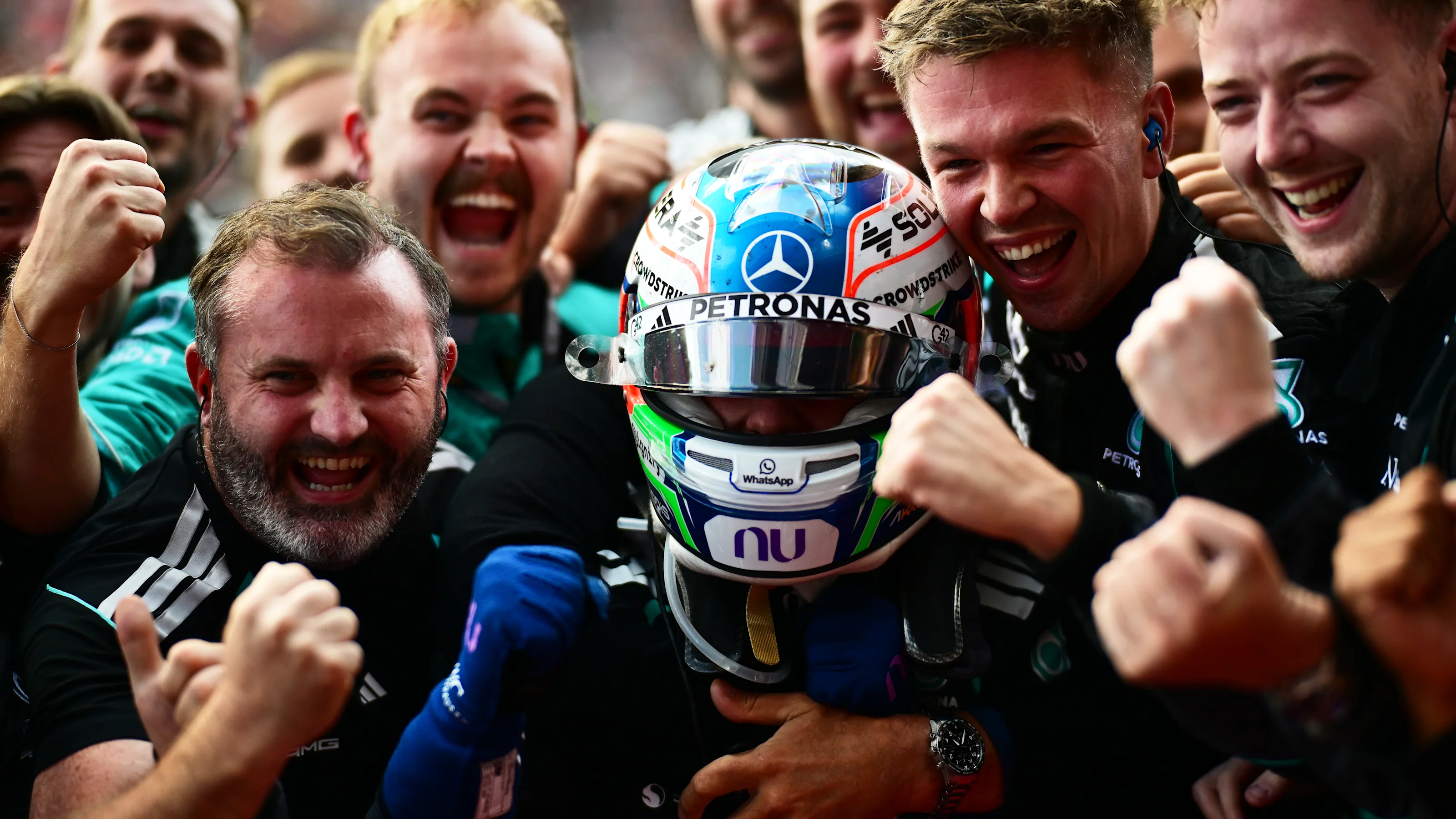 SPA, BELGIUM - JULY 19: Race winner Andrea Kimi Antonelli of Italy and Mercedes AMG Petronas F1