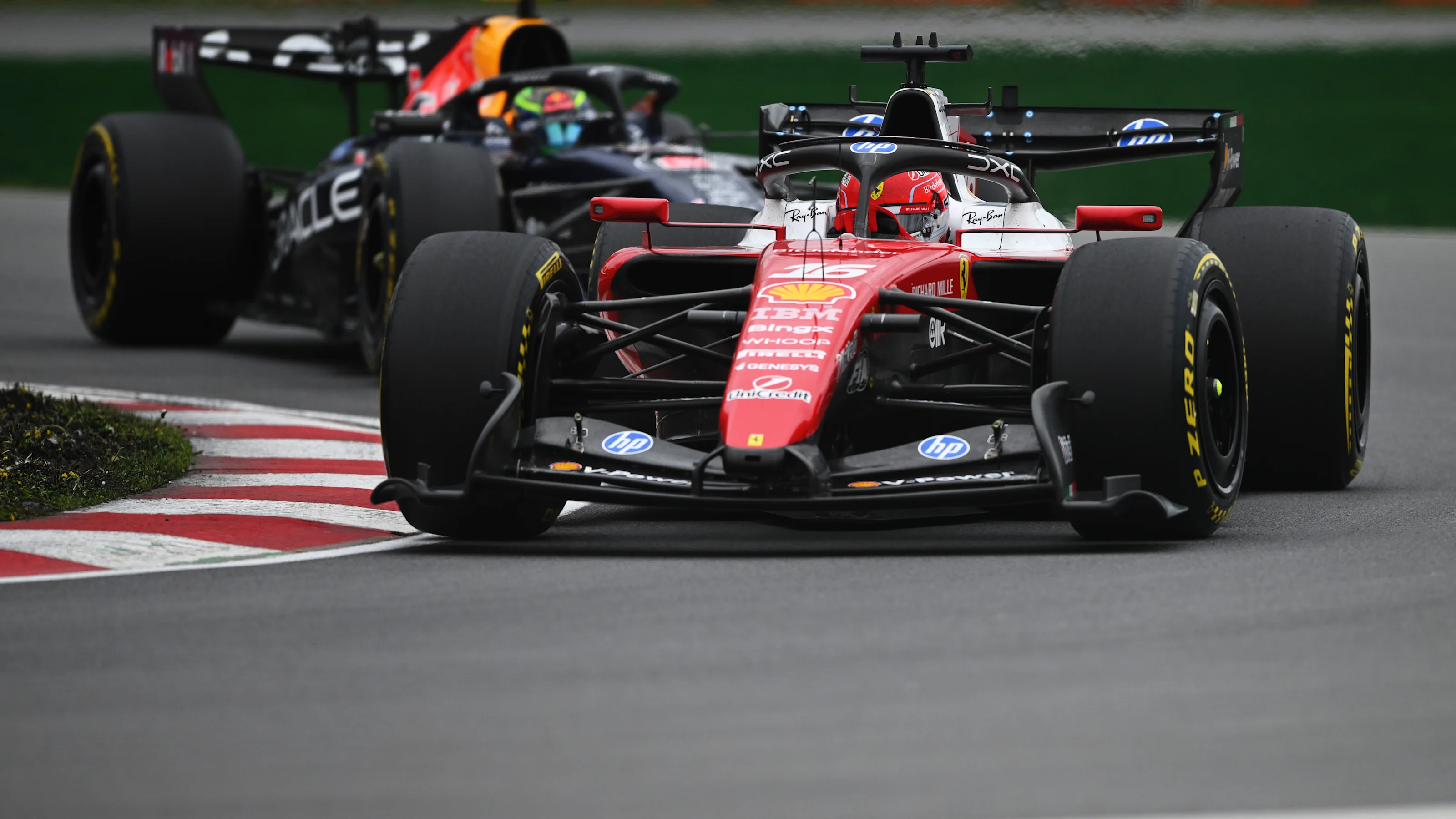 MONTREAL, QUEBEC - MAY 24: Charles Leclerc of Monaco driving the (16) Scuderia Ferrari SF-26 leads