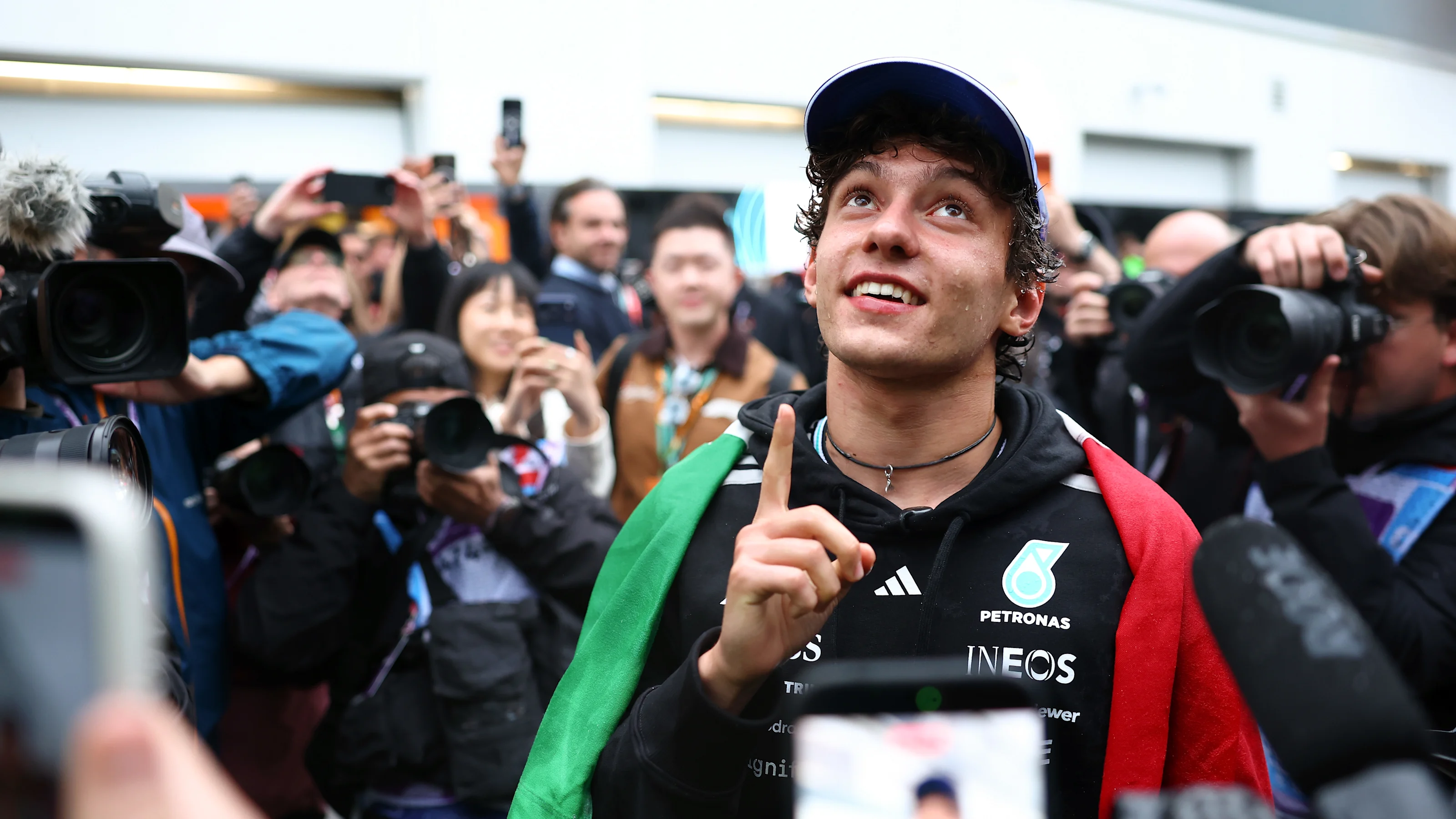 MONTREAL, QUEBEC - MAY 24: Race winner Andrea Kimi Antonelli of Italy and Mercedes AMG Petronas F1