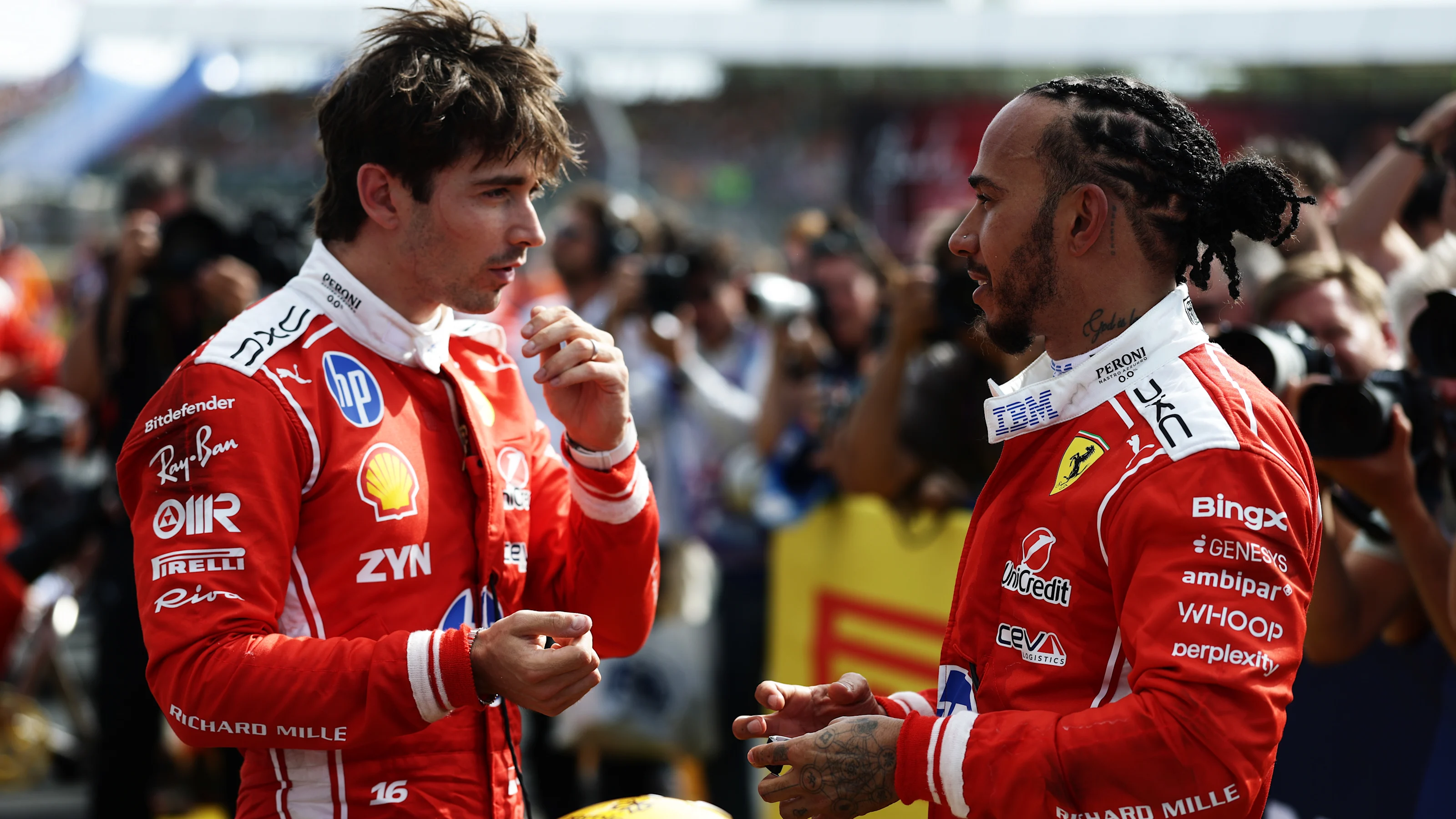 NORTHAMPTON, ENGLAND - JULY 05: Race winner Charles Leclerc of Monaco and Scuderia Ferrari and