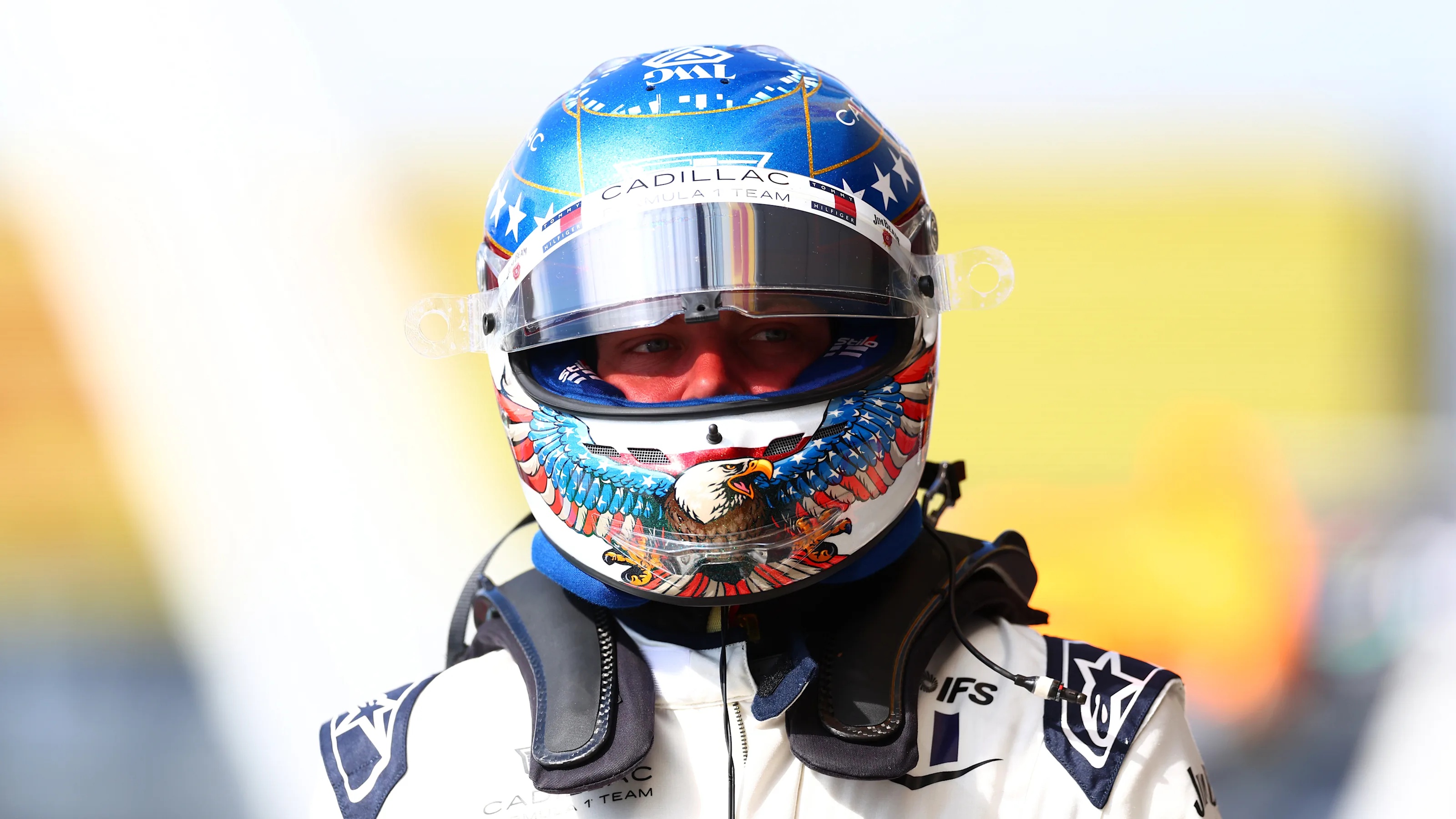 NORTHAMPTON, ENGLAND - JULY 03: Valtteri Bottas of Finland and Cadillac F1 Team looks on during