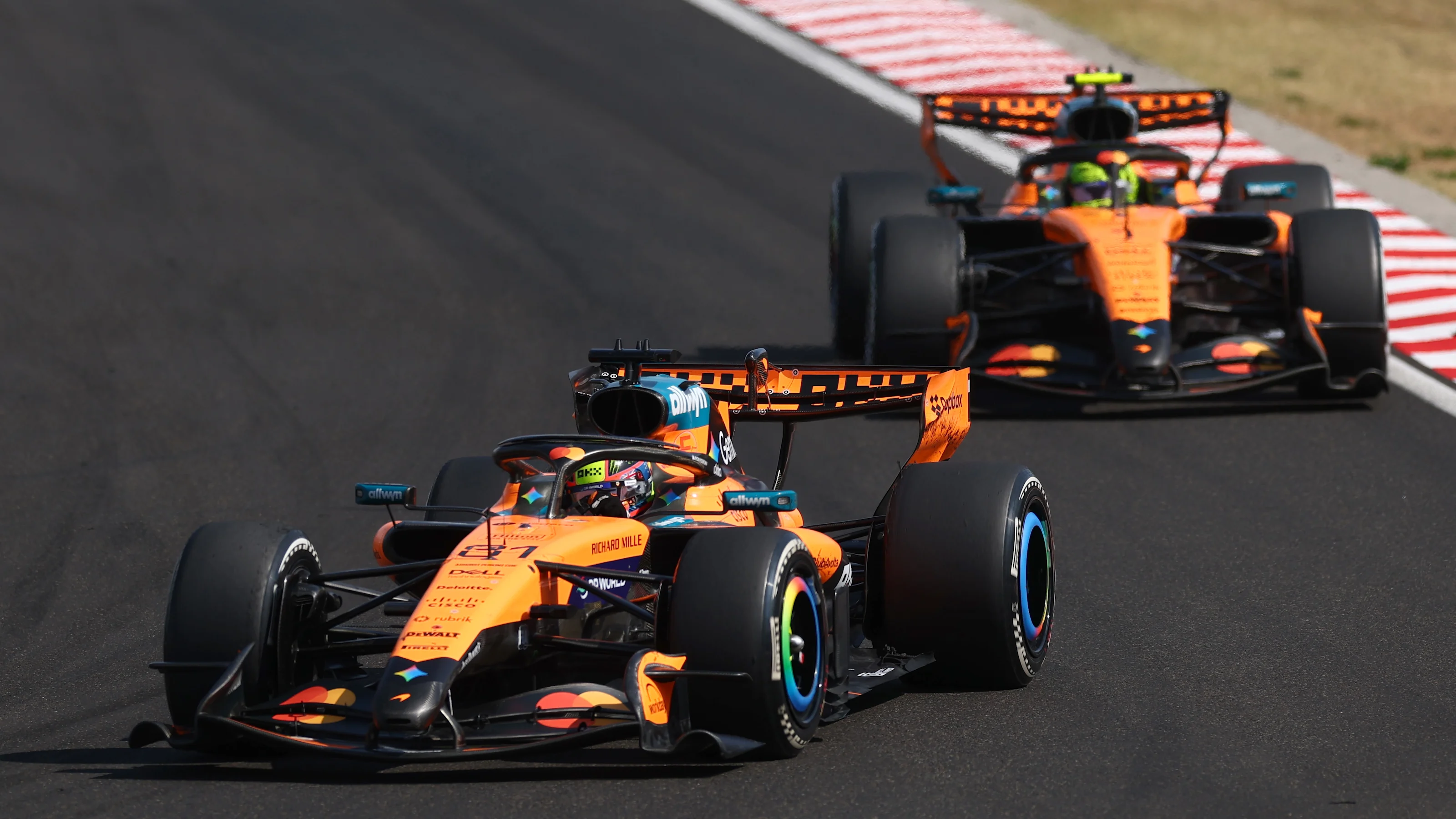 BUDAPEST, HUNGARY - JULY 26: Oscar Piastri of Australia driving the (81) McLaren MCL40 Mercedes