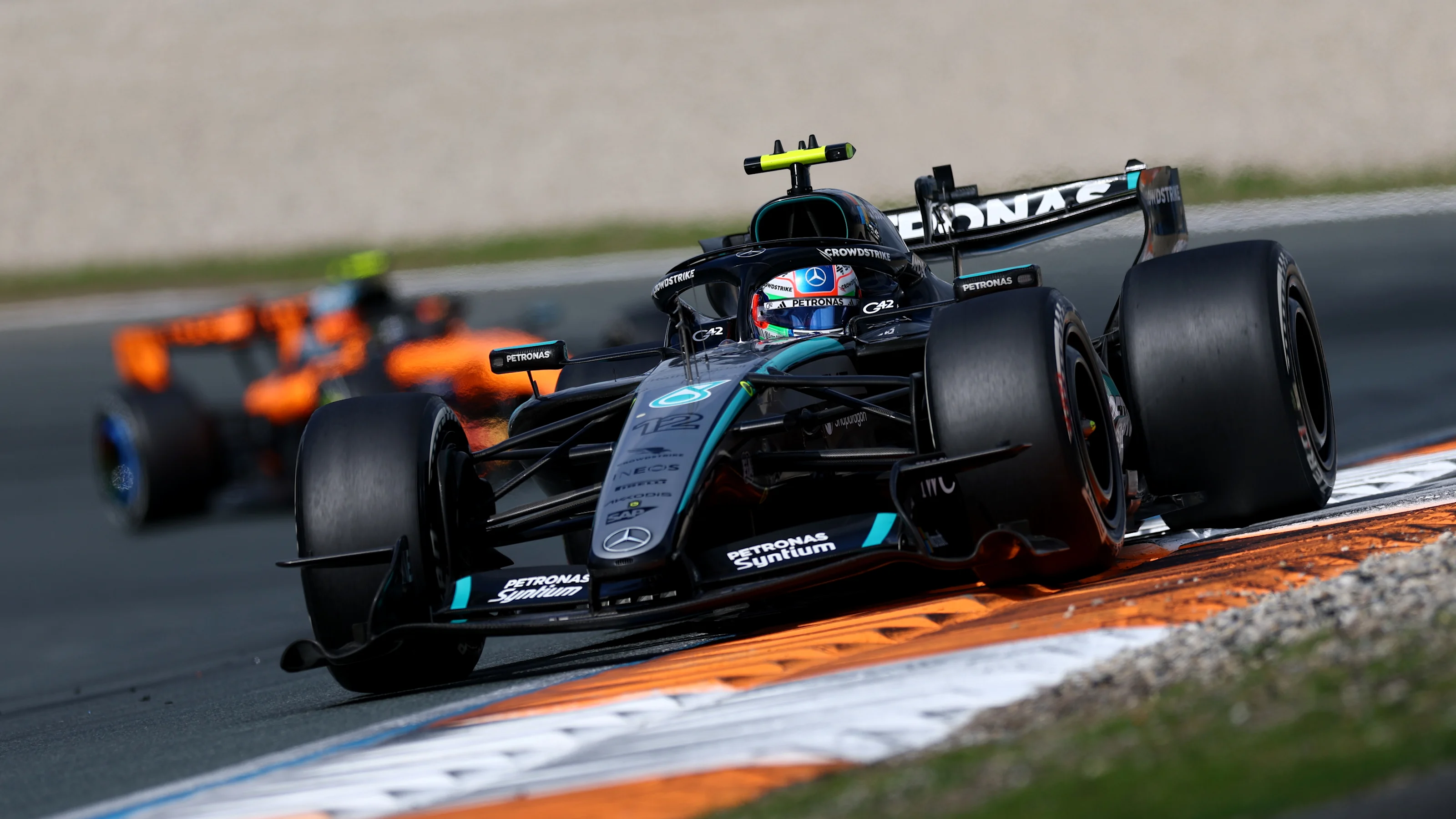 ZANDVOORT, NETHERLANDS - AUGUST 23:  Andrea Kimi Antonelli of Italy driving the (12) Mercedes AMG