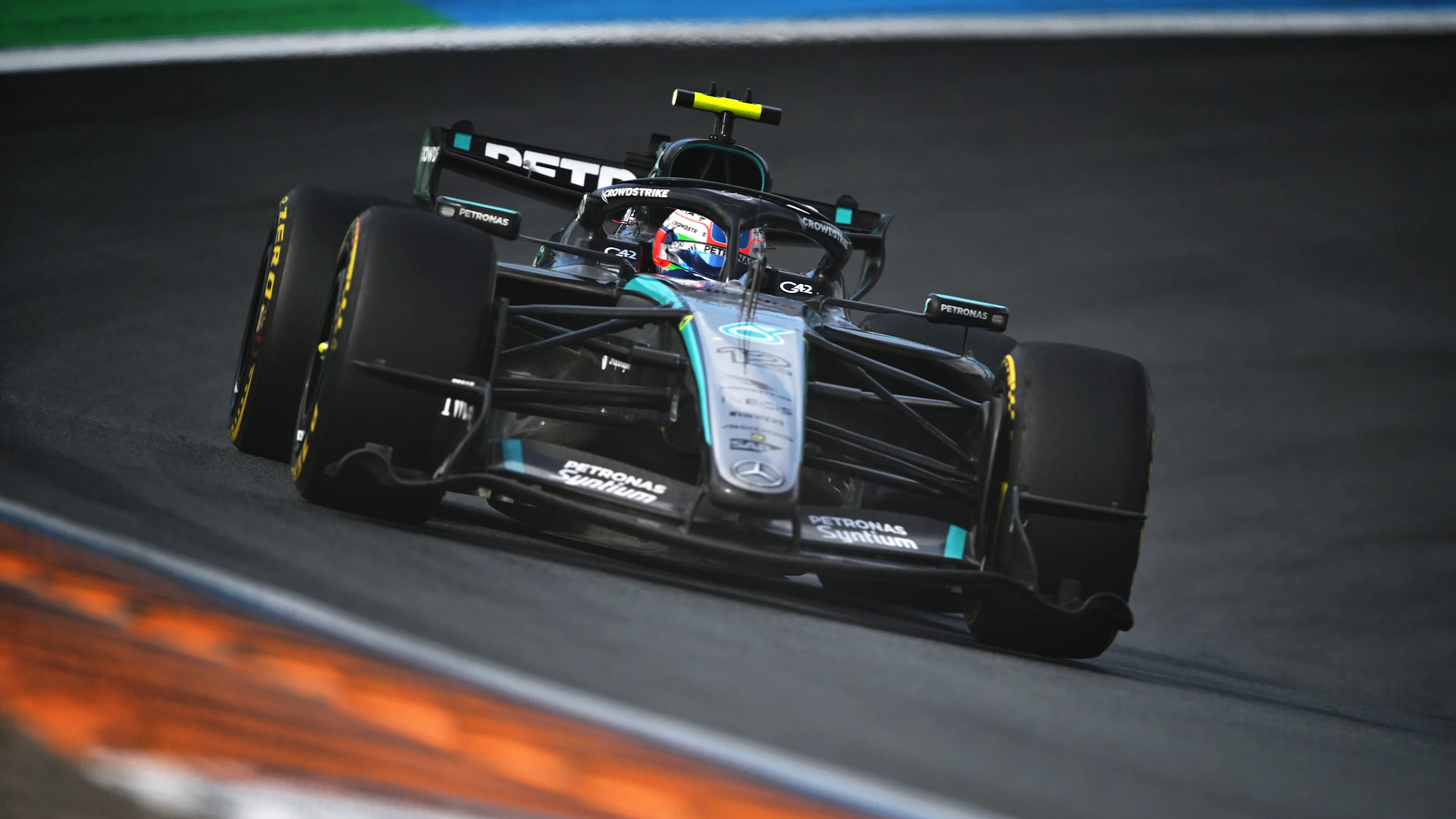 ZANDVOORT, NETHERLANDS - AUGUST 22: Andrea Kimi Antonelli of Italy driving the (12) Mercedes AMG