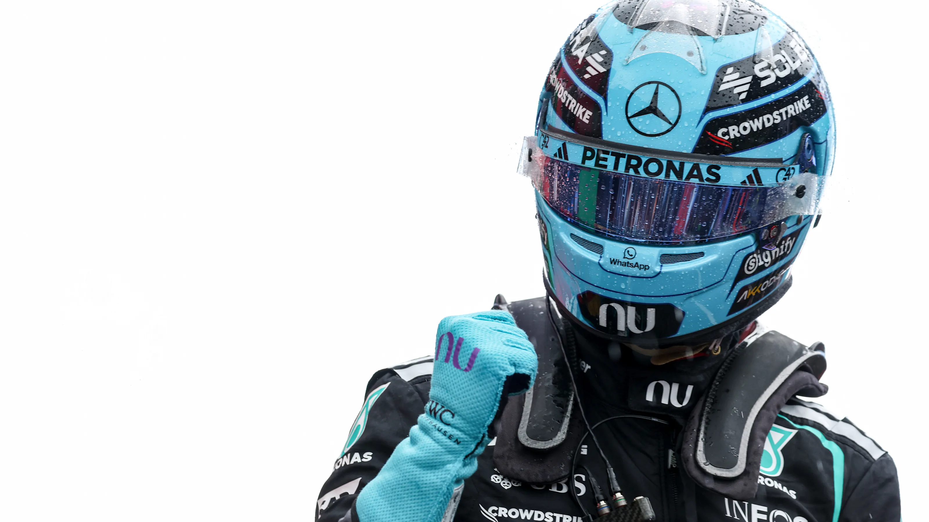 ZANDVOORT, NETHERLANDS - AUGUST 22: Sprint winner George Russell of Great Britain and Mercedes AMG