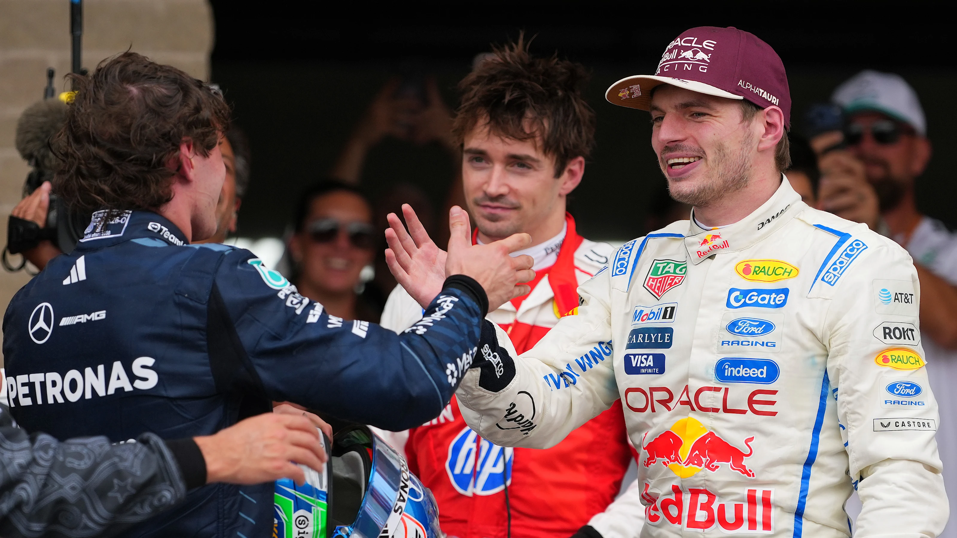 AUSTIN, TEXAS - OCTOBER 25: Race winner Andrea Kimi Antonelli of Italy and Mercedes AMG Petronas F1