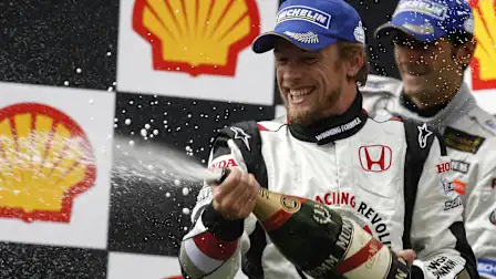 BUDAPEST, HUNGARY - AUGUST 06: Jenson Button of Great Britain and Honda Racing celebrates on the