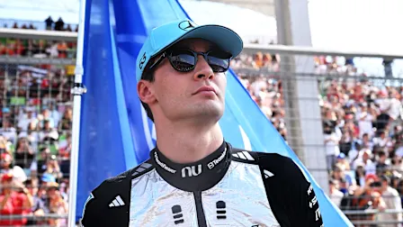 BAKU, AZERBAIJAN - SEPTEMBER 26: George Russell of Great Britain and Mercedes AMG Petronas F1 Team