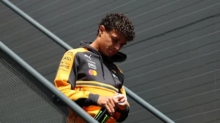 BAKU, AZERBAIJAN - SEPTEMBER 23: Lando Norris of Great Britain and McLaren walks in the Paddock