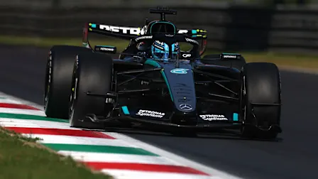 MONZA, ITALY - SEPTEMBER 04: George Russell of Great Britain driving the (63) Mercedes AMG Petronas