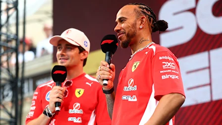 MONTE-CARLO, MONACO - JUNE 05: Charles Leclerc of Monaco and Scuderia Ferrari and Lewis Hamilton of