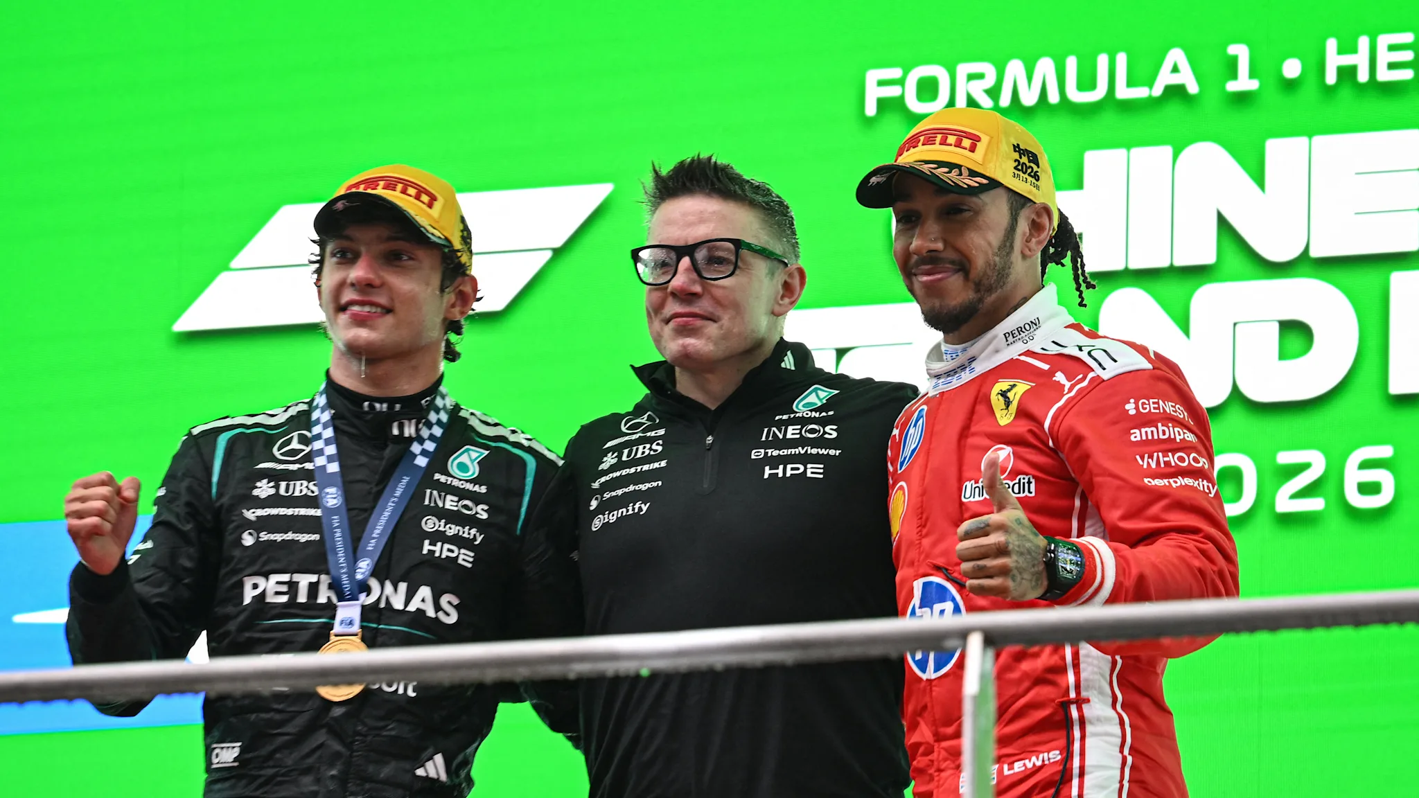 Hamilton overjoyed to share China podium with 'whole family'