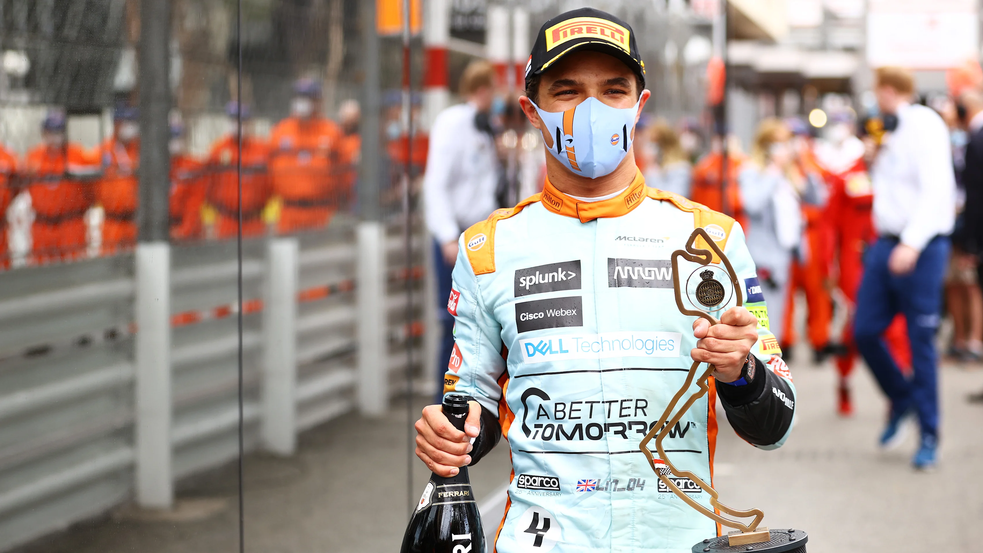 MONTE-CARLO, MONACO - MAY 23: Third placed Lando Norris of Great Britain and McLaren F1 celebrates